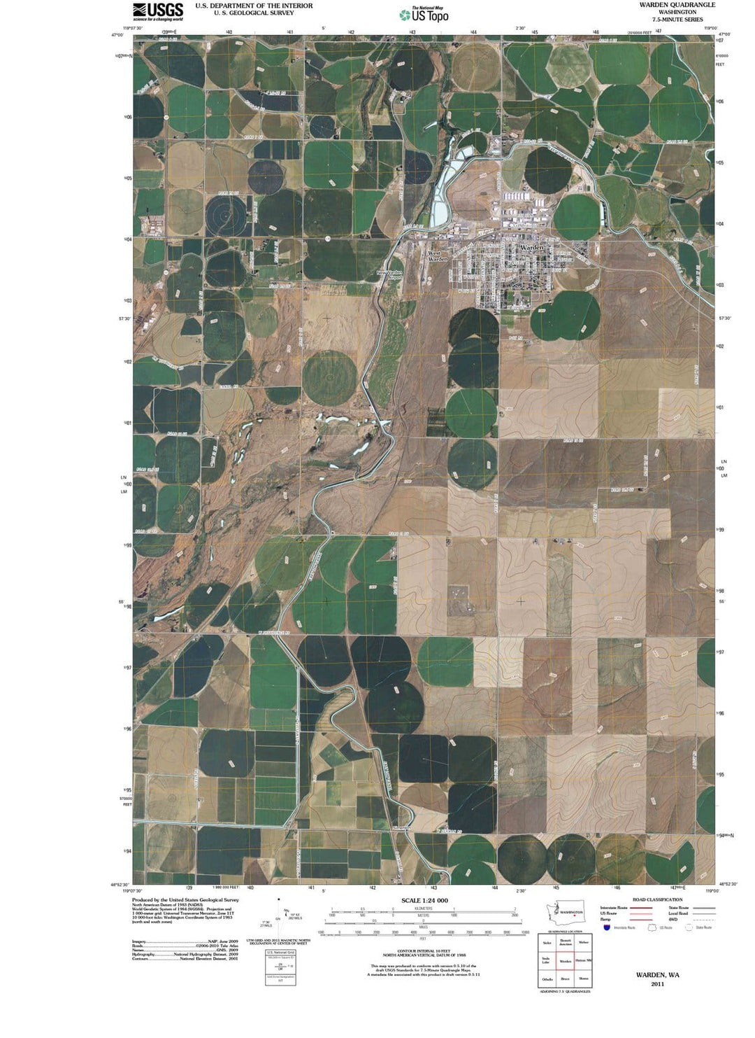 2011 Warden, WA - Washington - USGS Topographic Map