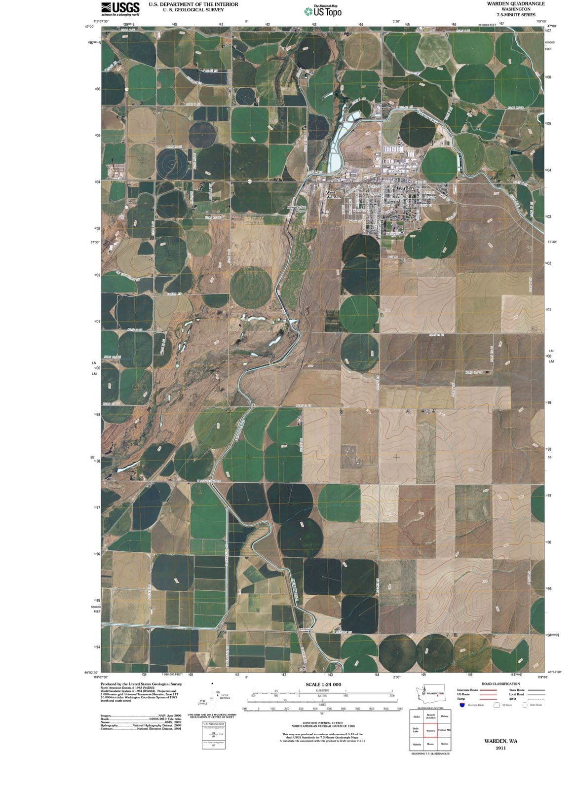 2011 Warden, WA - Washington - USGS Topographic Map