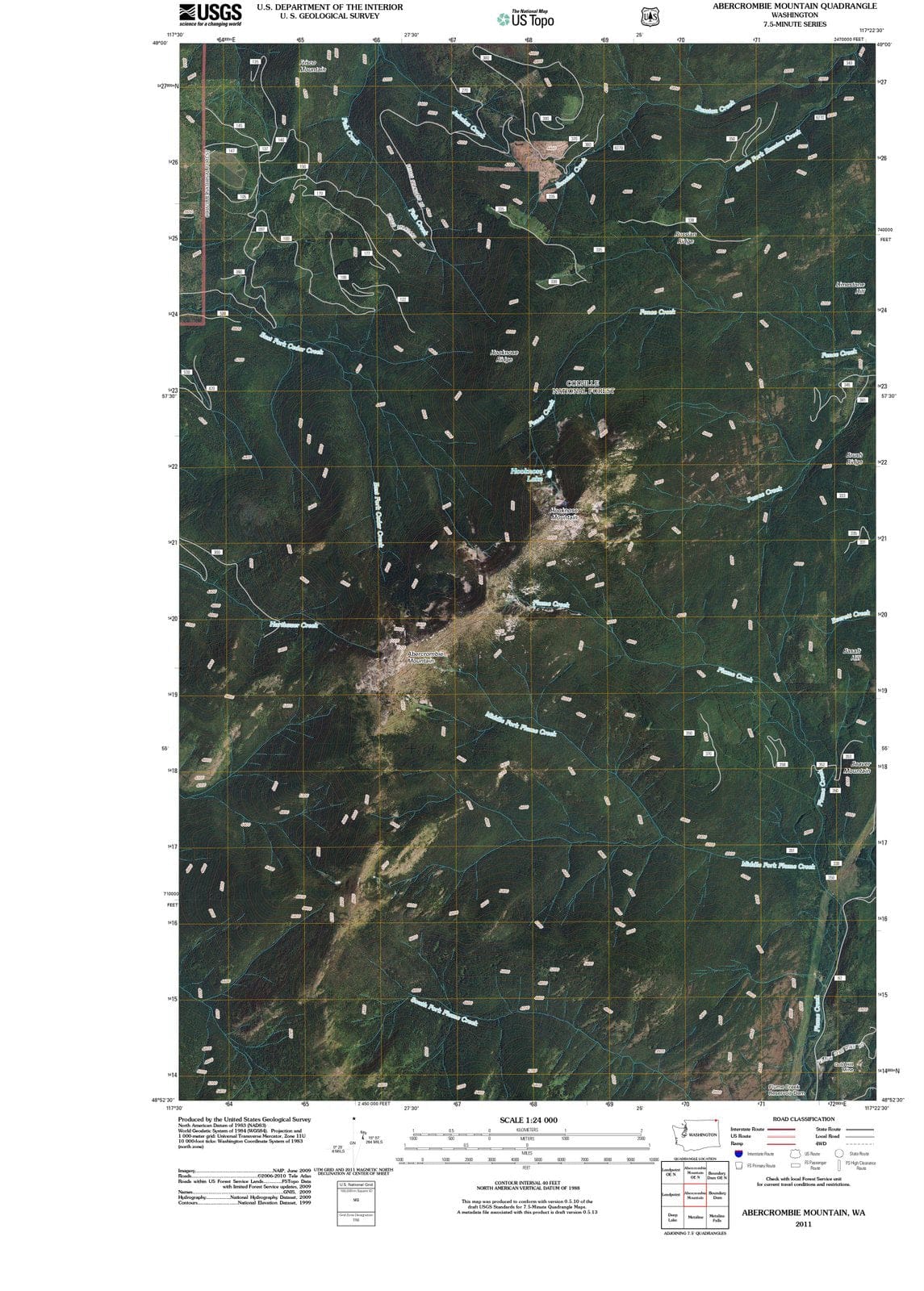 2011 Abercrombie Mountain, WA - Washington - USGS Topographic Map