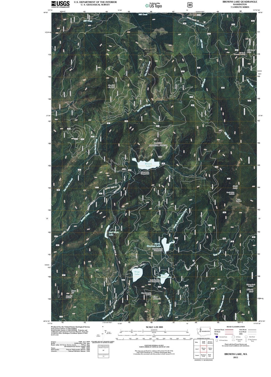2011 Browns Lake, WA - Washington - USGS Topographic Map