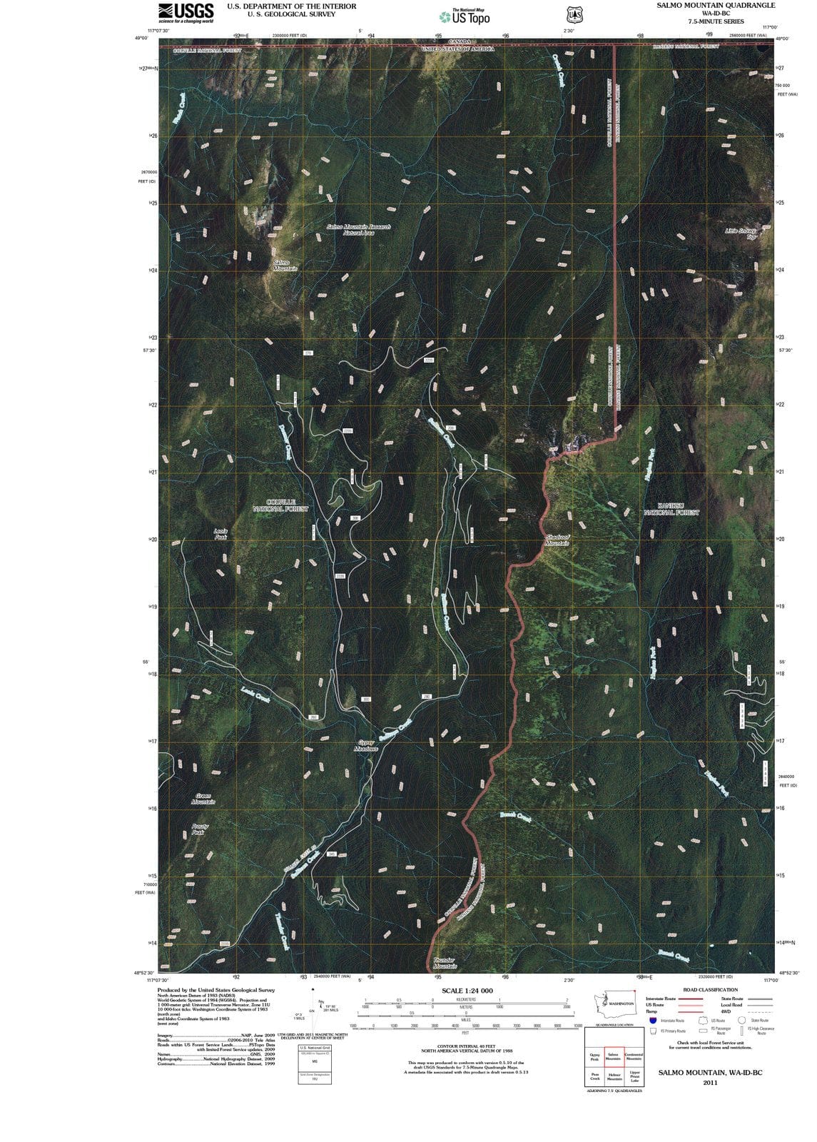2011 Salmo Mountain, WA - Washington - USGS Topographic Map