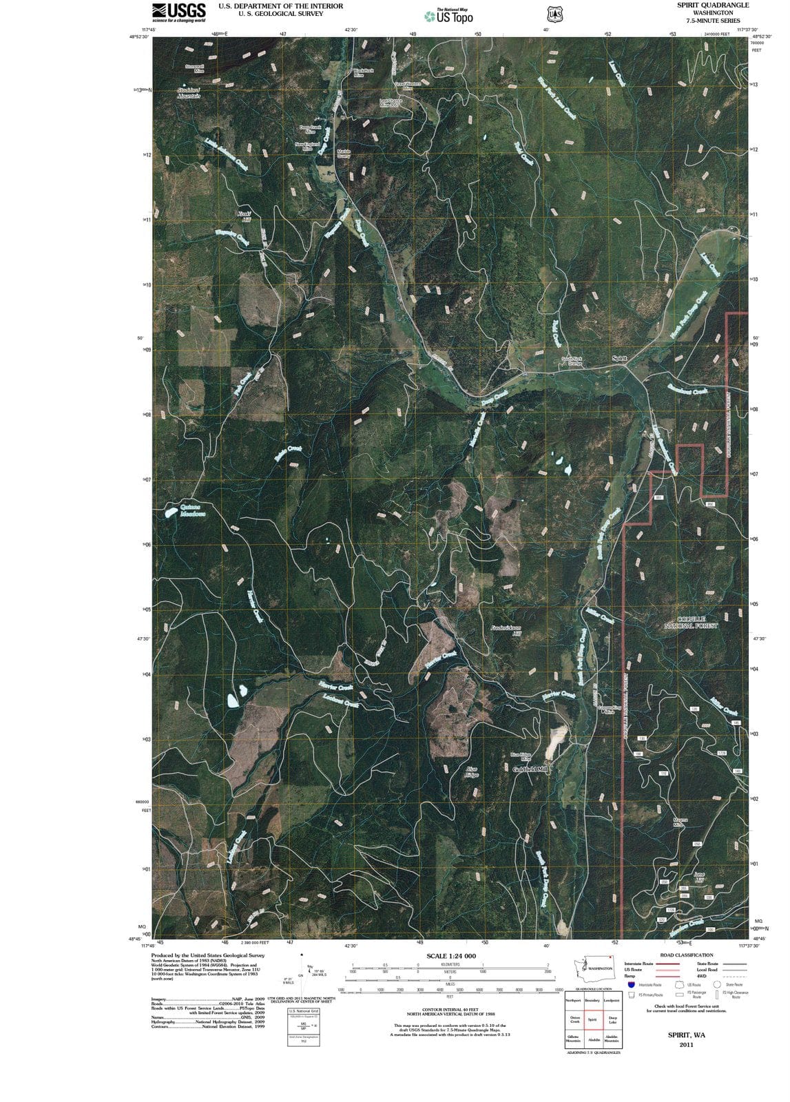 2011 Spirit, WA - Washington - USGS Topographic Map