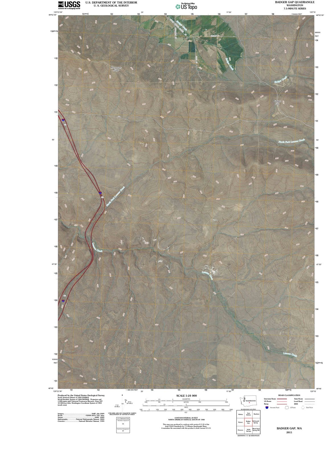 2011 Badger Gap, WA - Washington - USGS Topographic Map