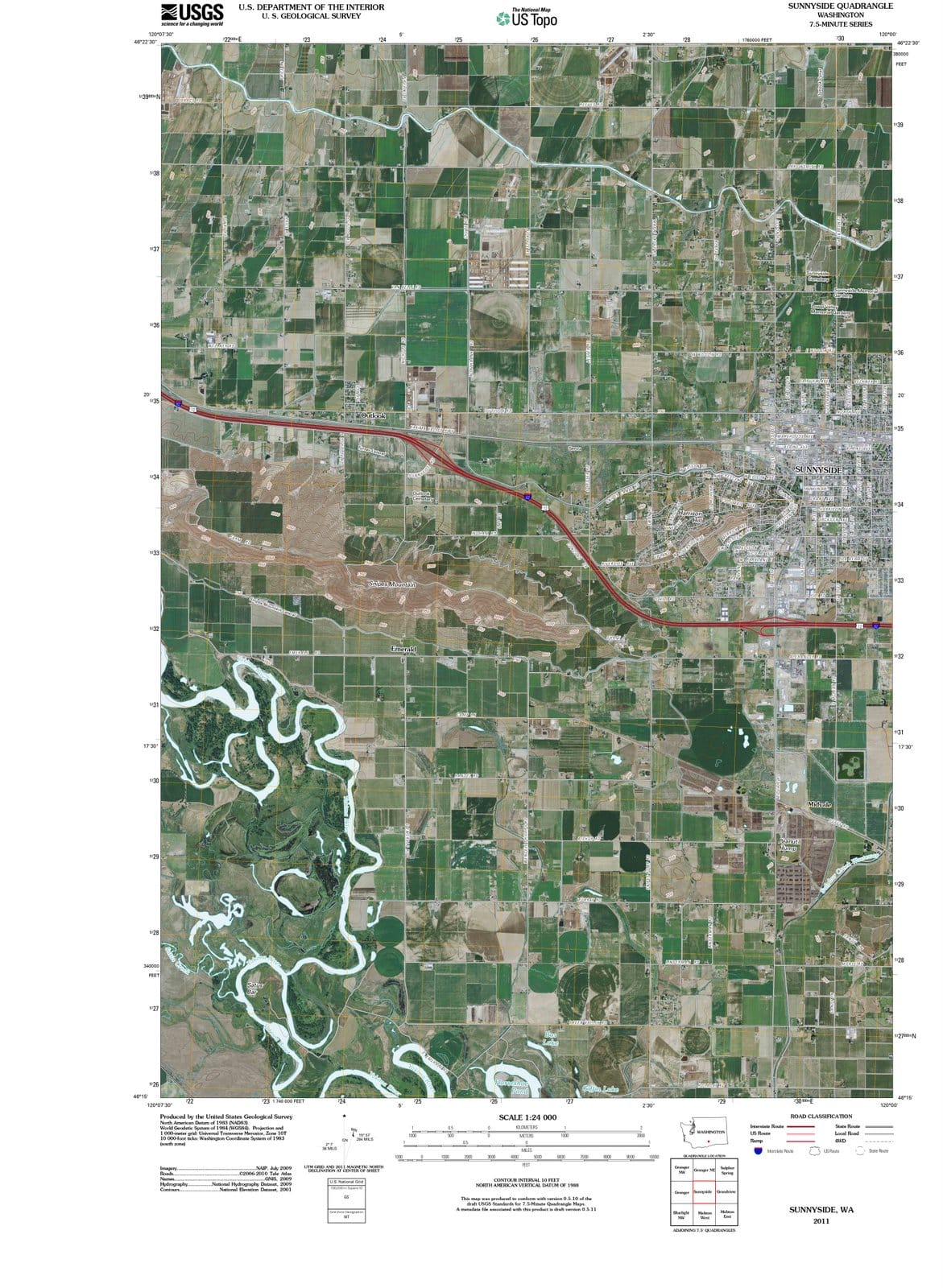 2011 Sunnyside, WA - Washington - USGS Topographic Map
