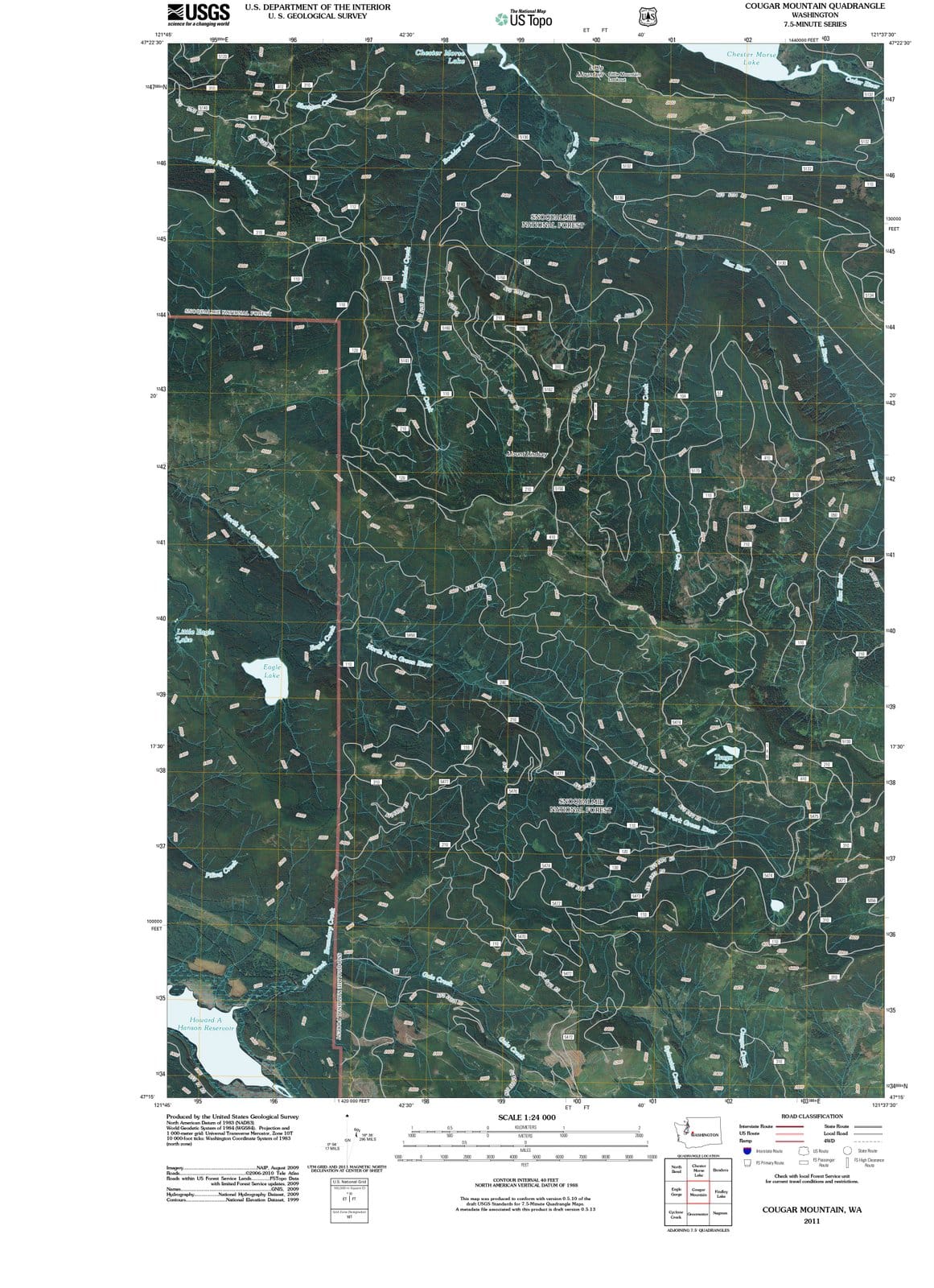 2011 Cougar Mountain, WA - Washington - USGS Topographic Map