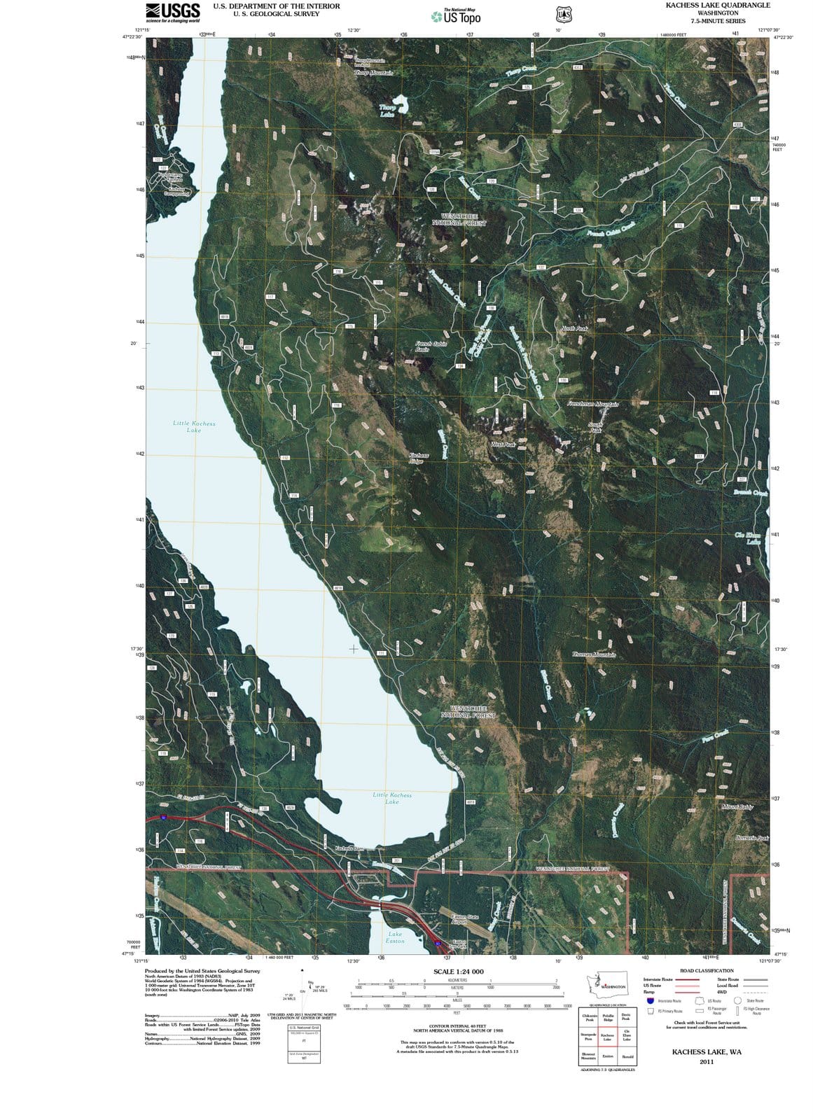 2011 Kachess Lake, WA - Washington - USGS Topographic Map