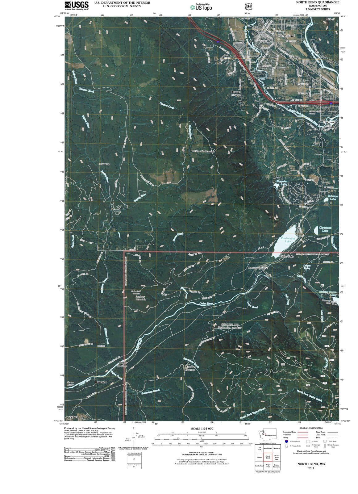 2011 North Bend, WA - Washington - USGS Topographic Map