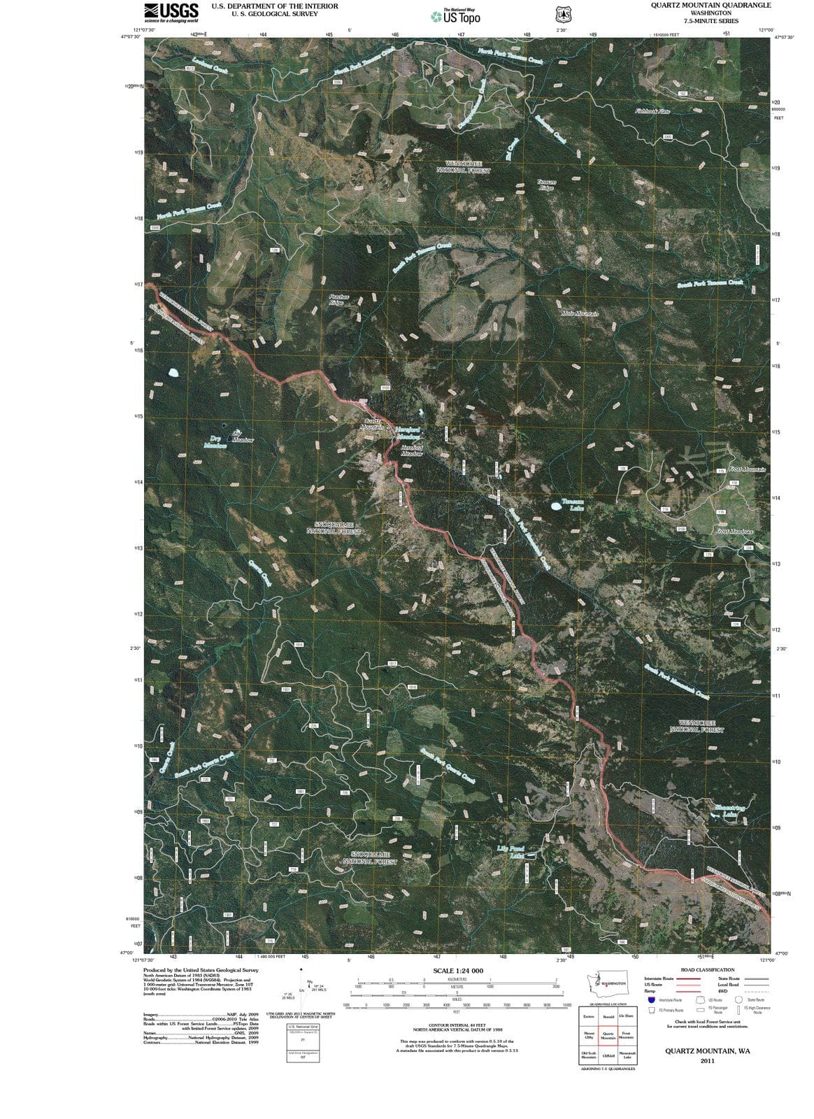 2011 Quartz Mountain, WA - Washington - USGS Topographic Map