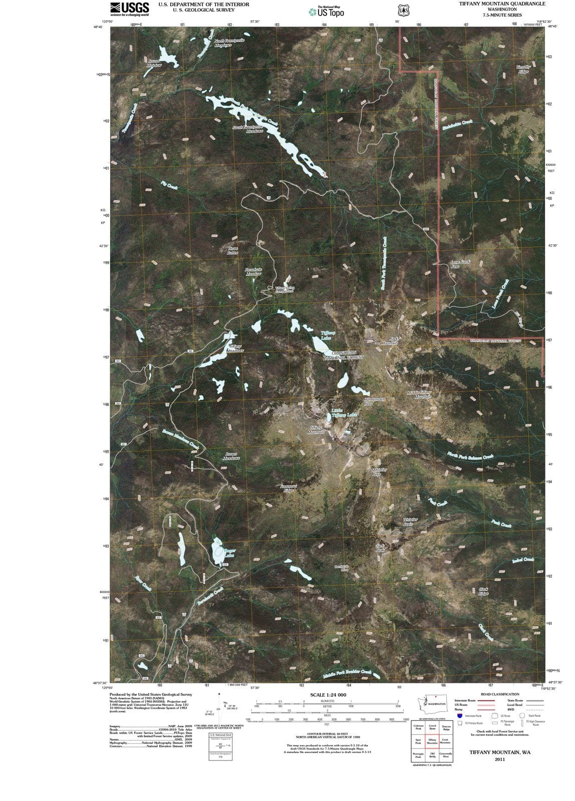 2011 Tiffany Mountain, WA - Washington - USGS Topographic Map