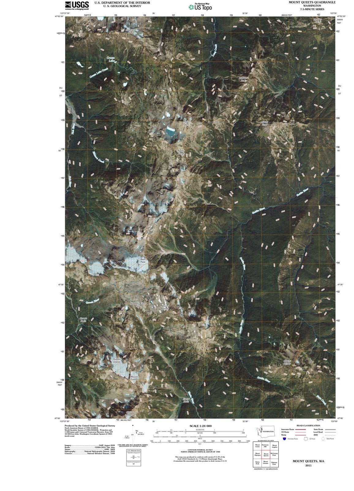 2011 Mount Queets, WA - Washington - USGS Topographic Map