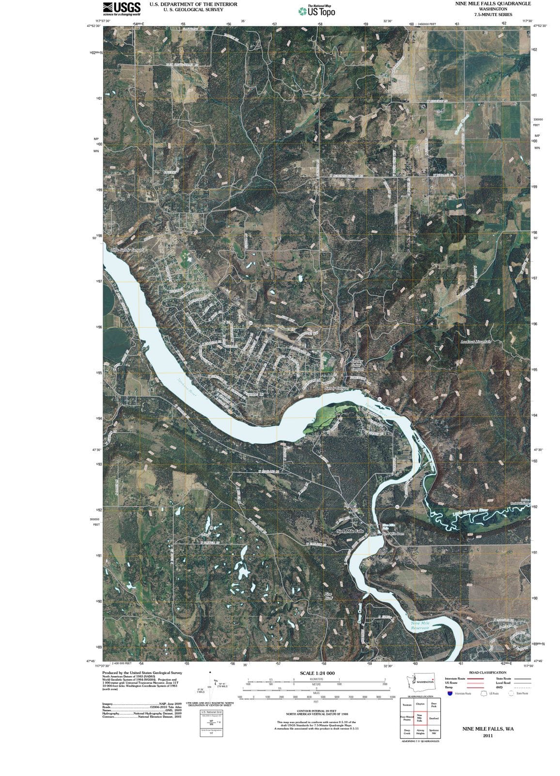 2011 Nine Mile Falls, WA - Washington - USGS Topographic Map