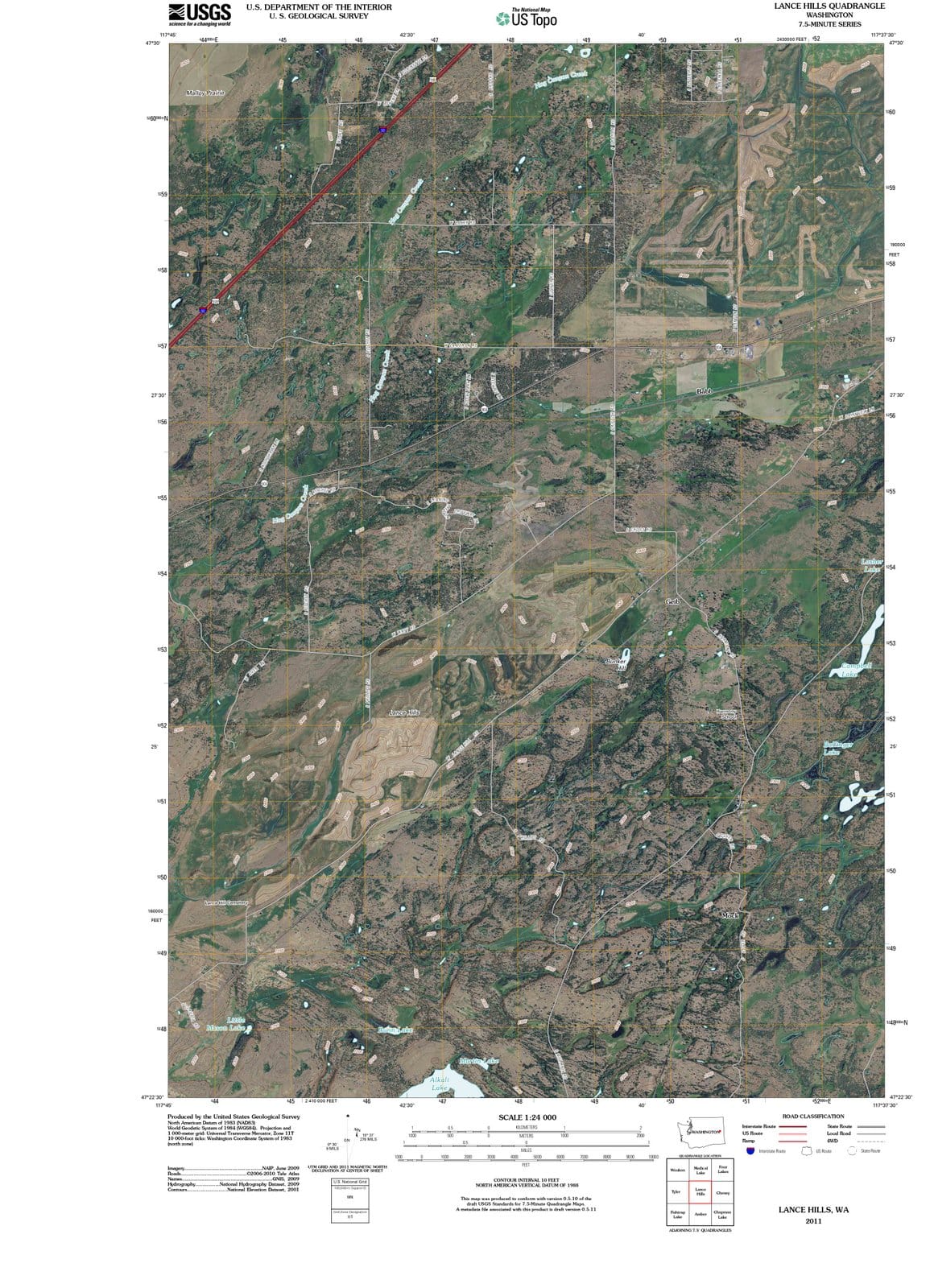 2011 Lance Hills, WA - Washington - USGS Topographic Map
