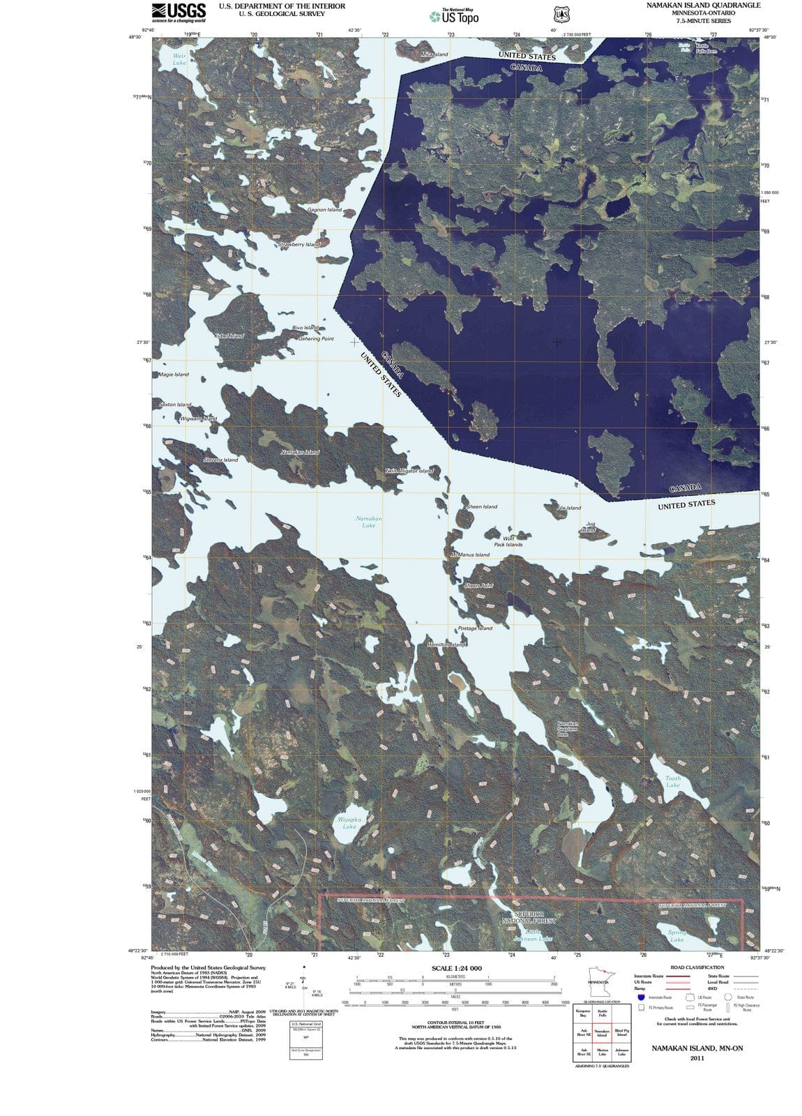 2011 Namakan Island, MN - Minnesota - USGS Topographic Map