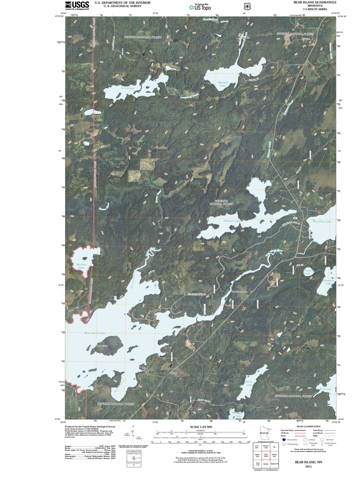 2011 Bear Island, MN - Minnesota - USGS Topographic Map