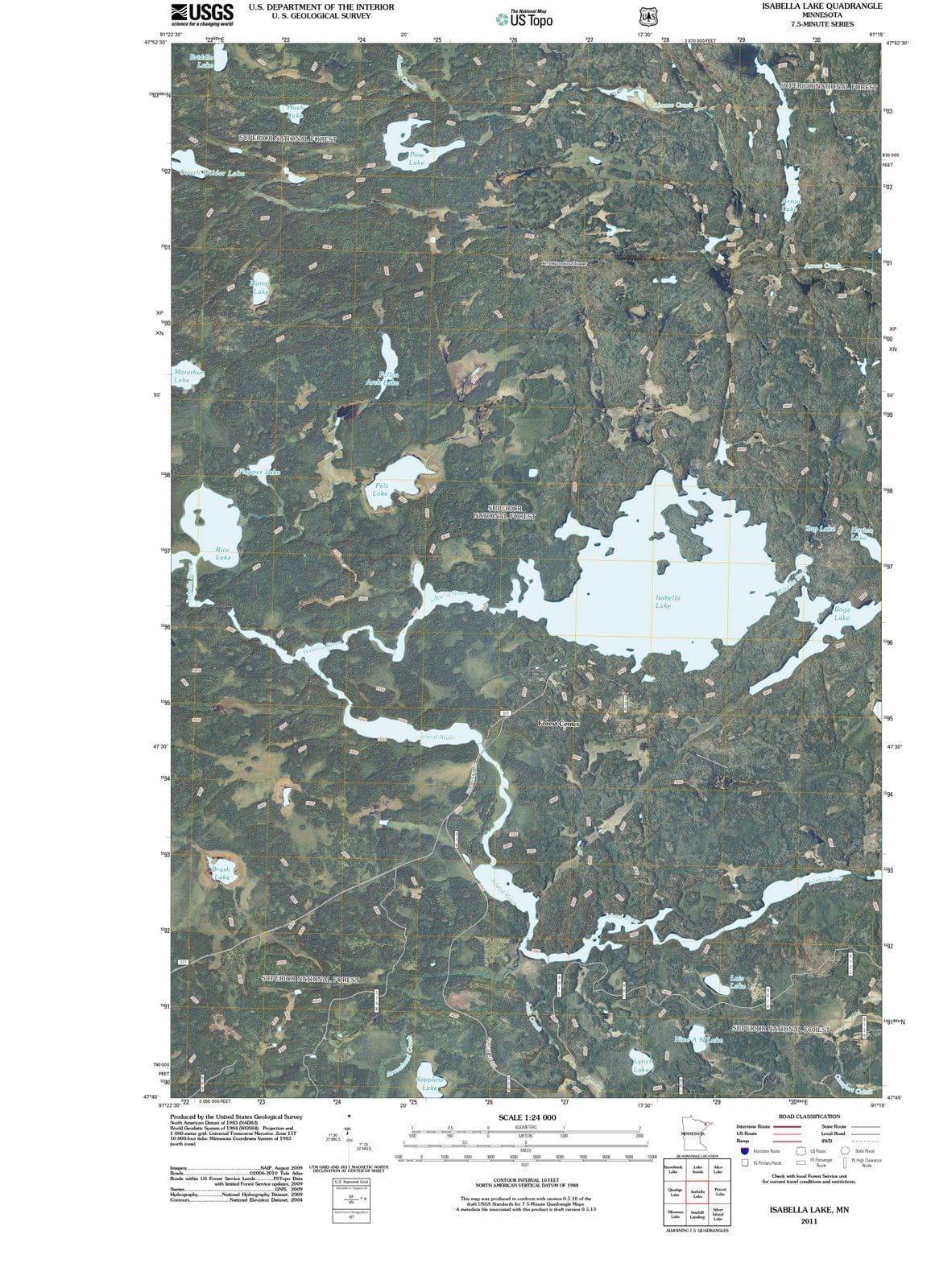 2011 Isabella Lake, MN - Minnesota - USGS Topographic Map