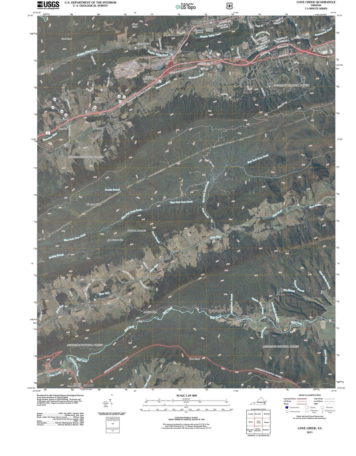 2011 Cove Creek, VA - Virginia - USGS Topographic Map