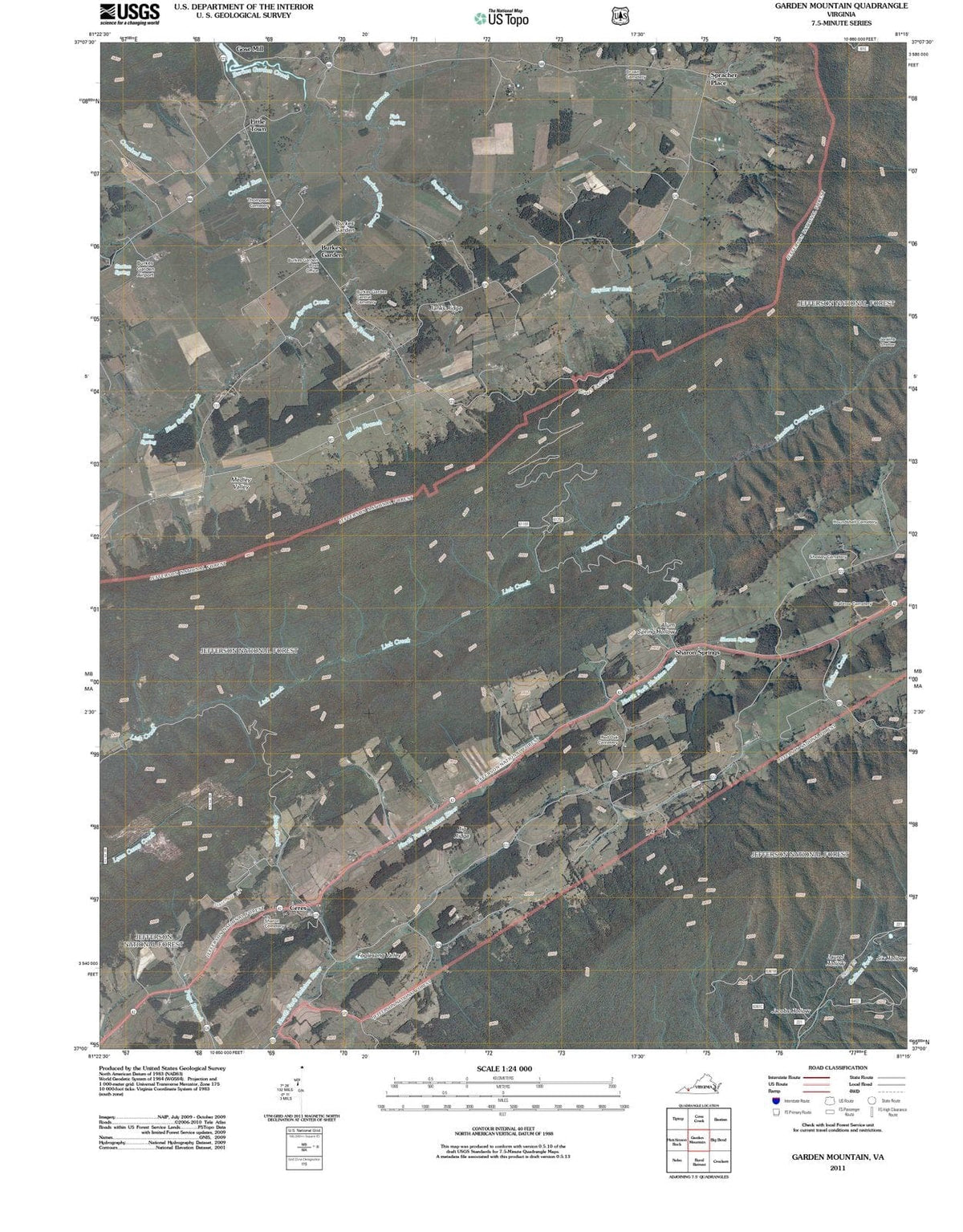 2011 Garden Mountain, VA - Virginia - USGS Topographic Map