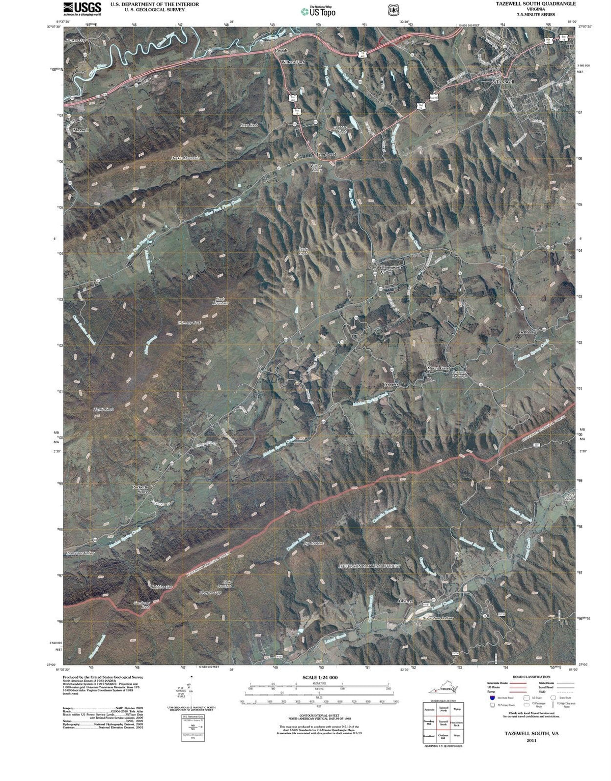 2011 Tazewell South, VA - Virginia - USGS Topographic Map