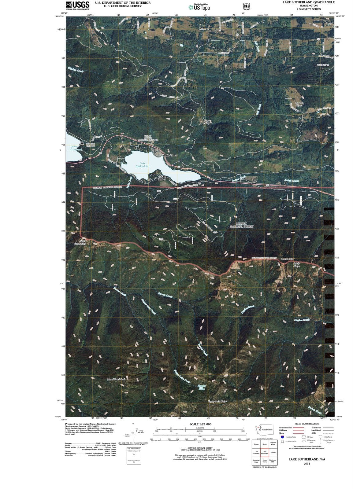 2011 Lake Sutherland, WA - Washington - USGS Topographic Map