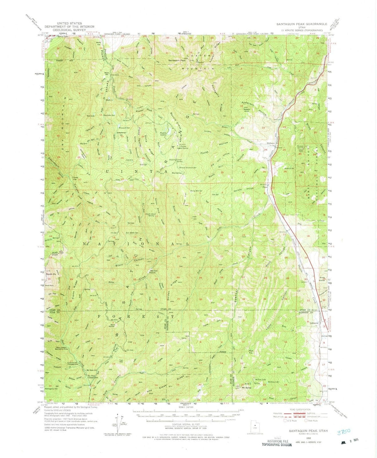 1952 Santaquin Peak, UT - Utah - USGS Topographic Map