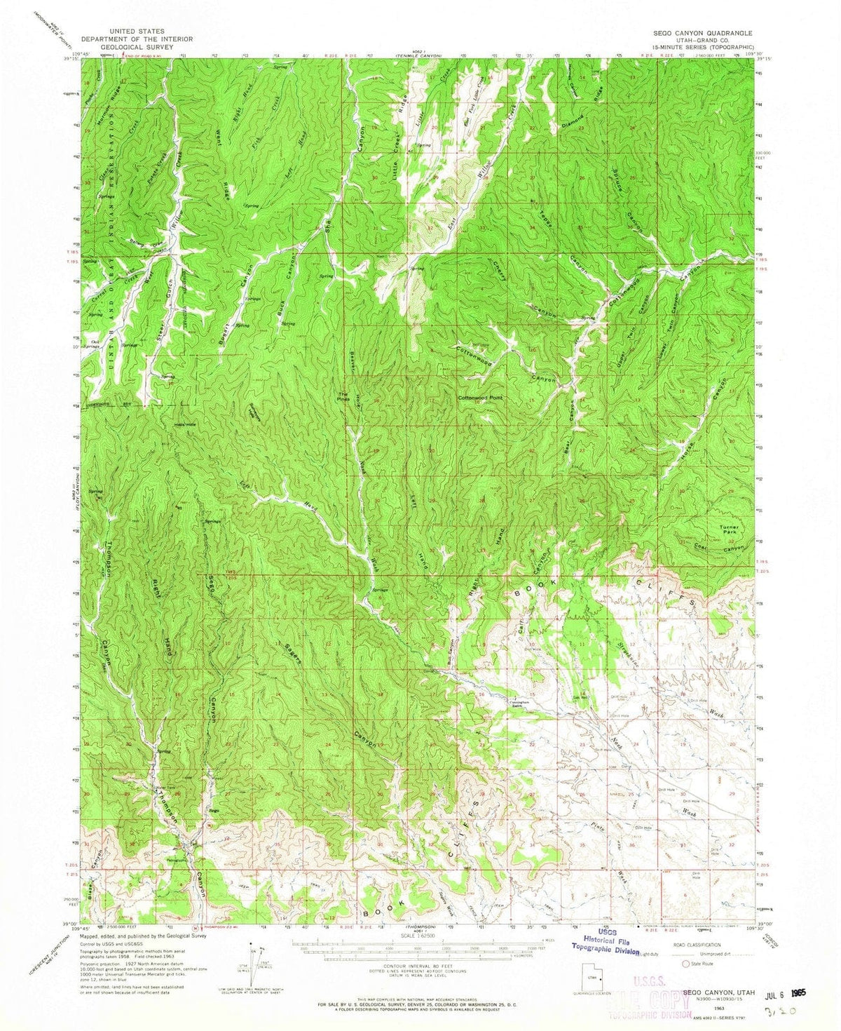 1963 Sego Canyon, UT - Utah - USGS Topographic Map