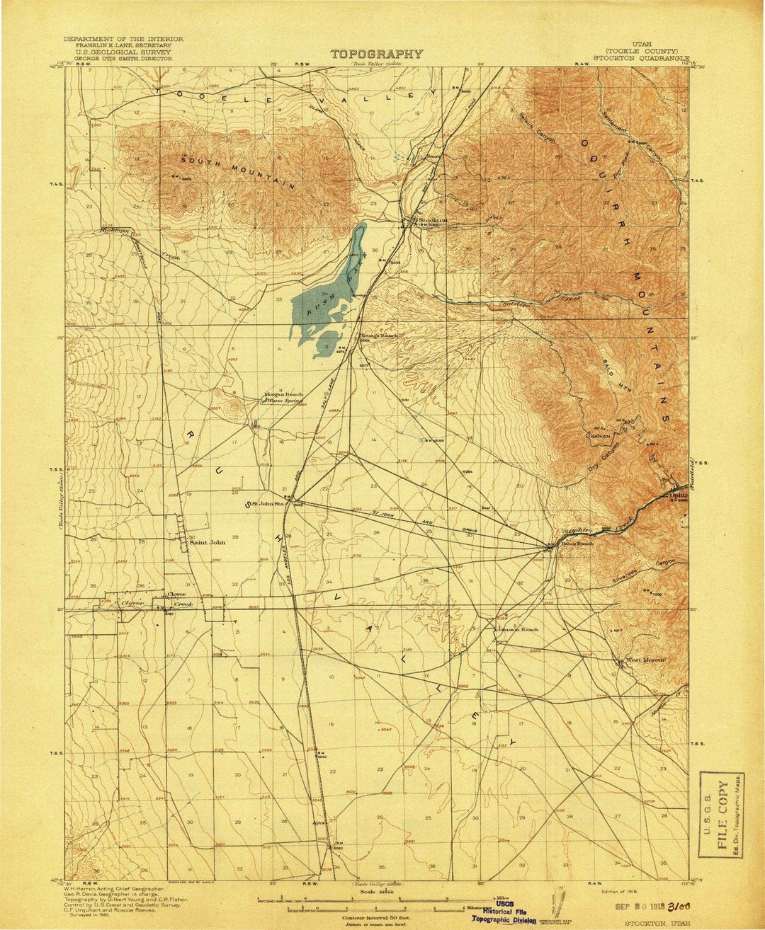 1918 Stockton, UT - Utah - USGS Topographic Map