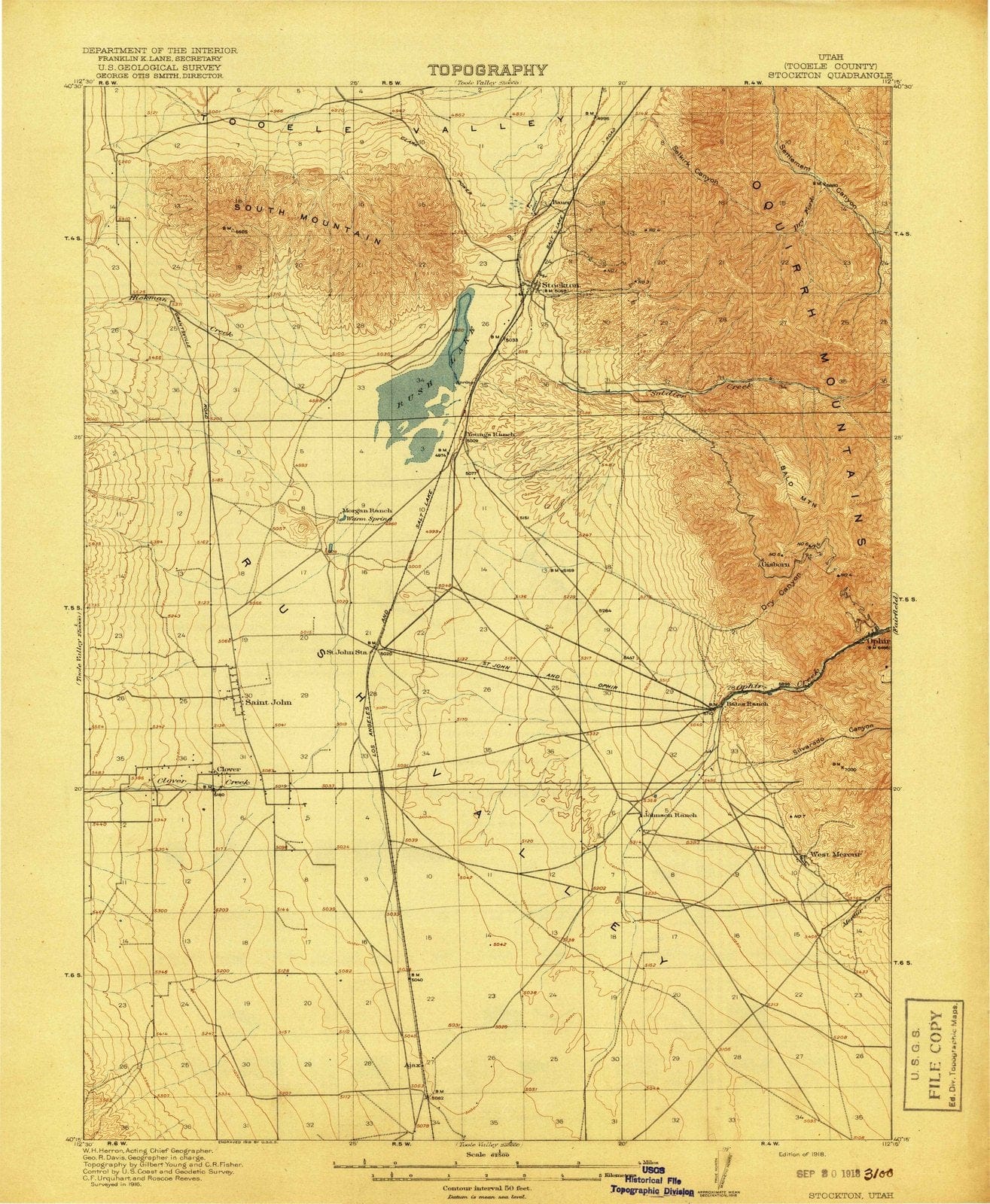 1918 Stockton, UT - Utah - USGS Topographic Map