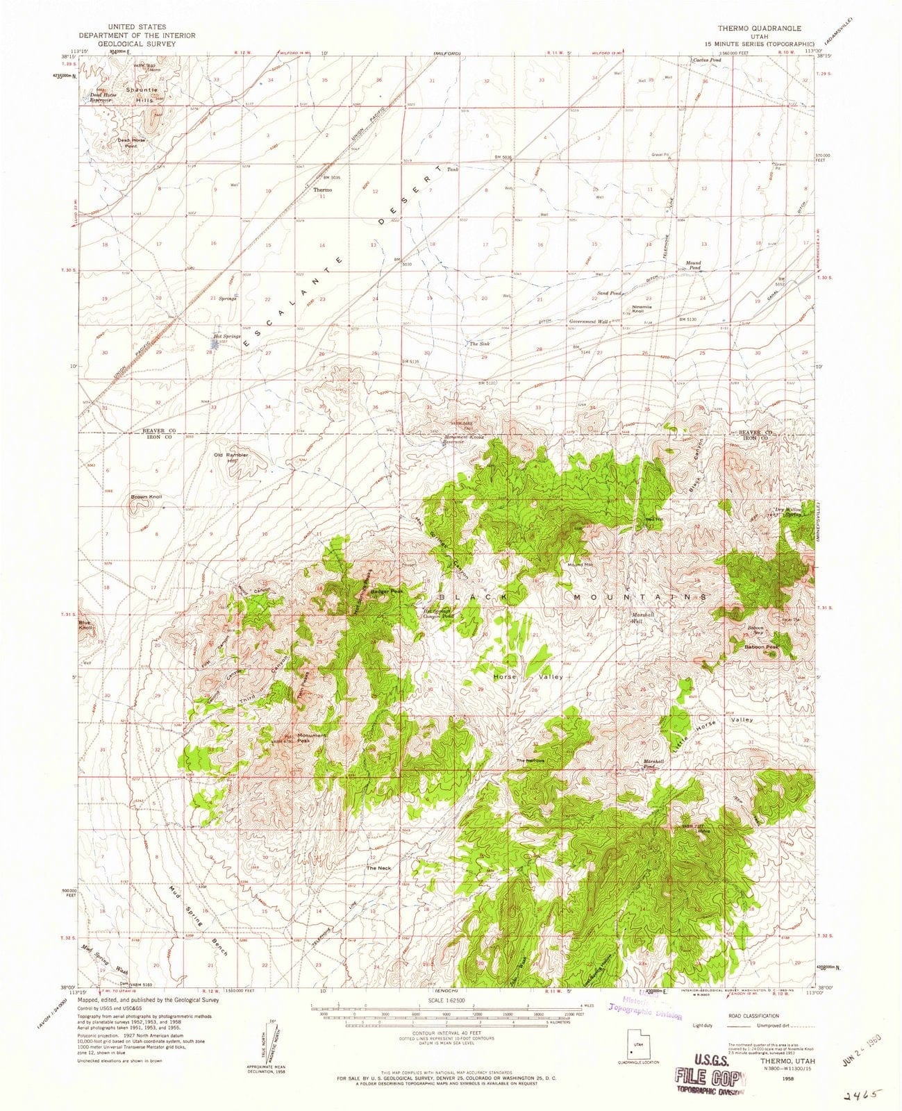 1958 Thermo, UT - Utah - USGS Topographic Map