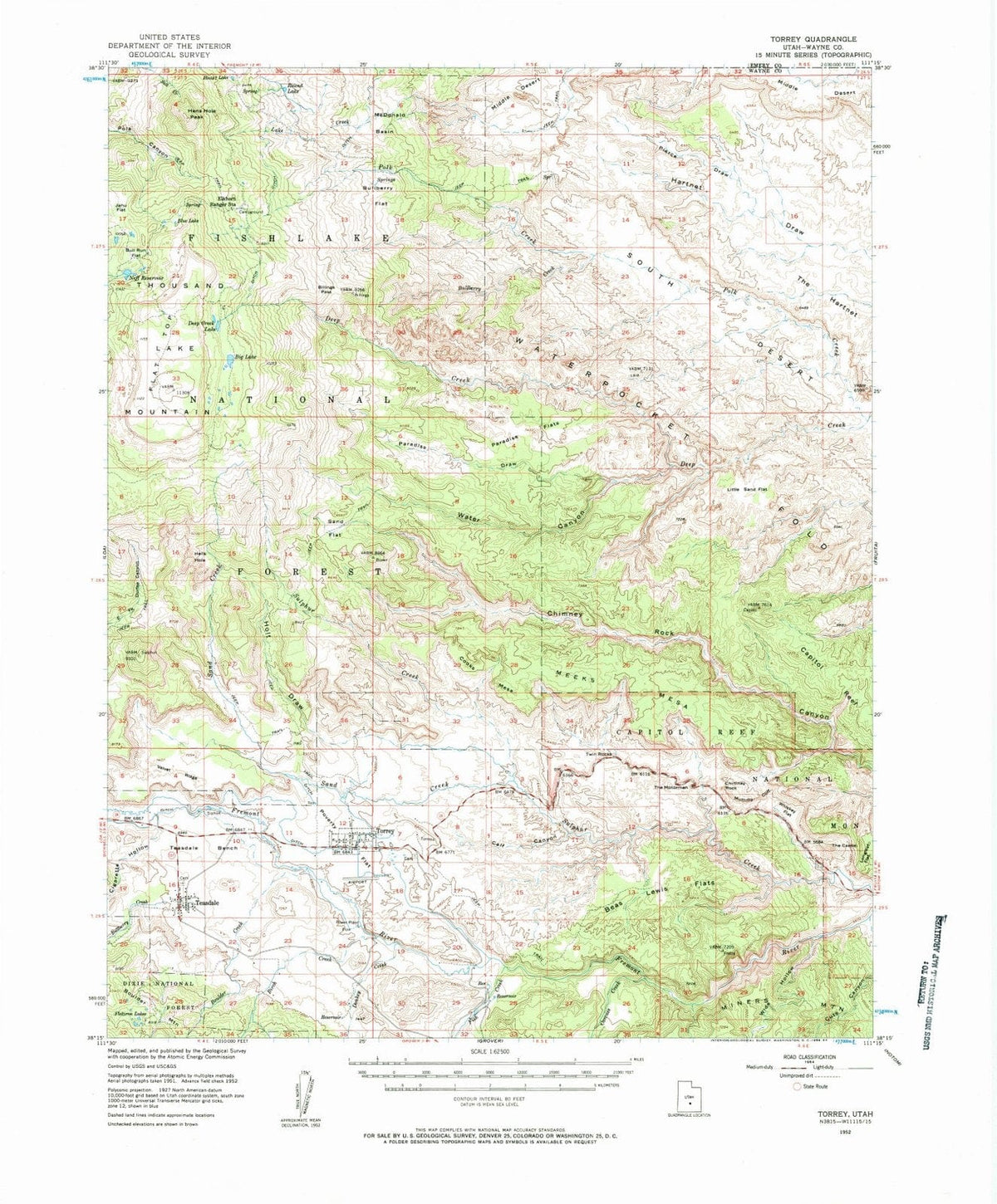 1952 Torrey, UT - Utah - USGS Topographic Map
