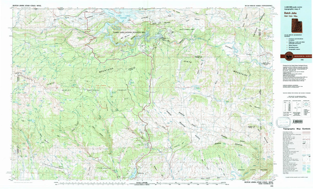 1981 Dutch John, UT - Utah - USGS Topographic Map