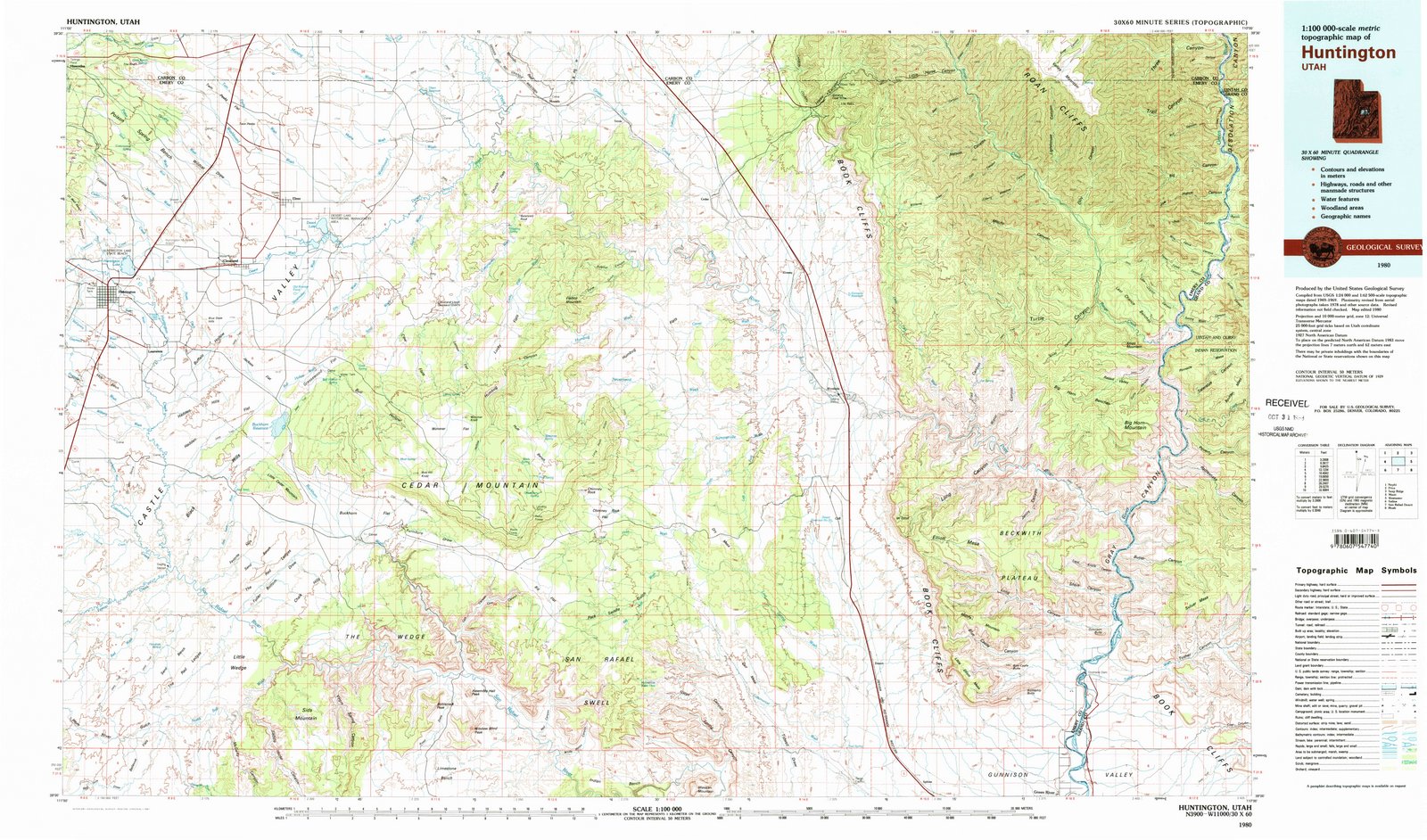 1980 Huntington, UT - Utah - USGS Topographic Map