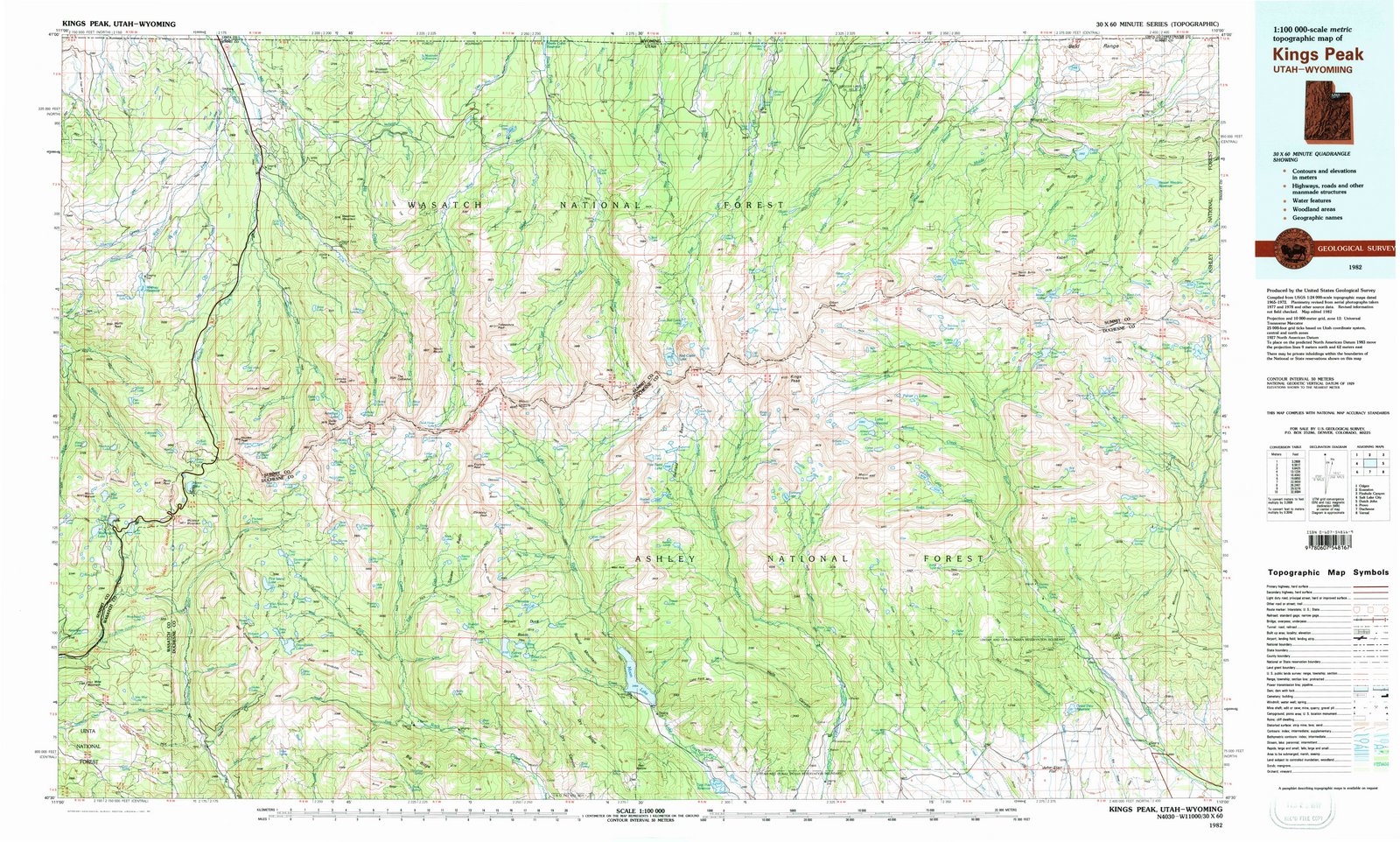 1982 Kings Peak, UT - Utah - USGS Topographic Map