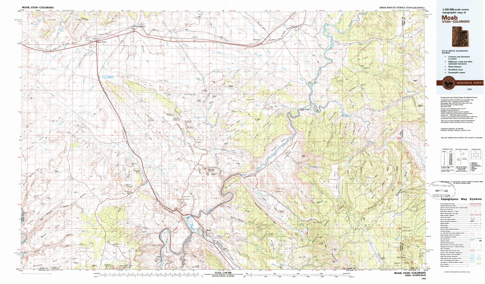 1983 Moab, UT - Utah - USGS Topographic Map