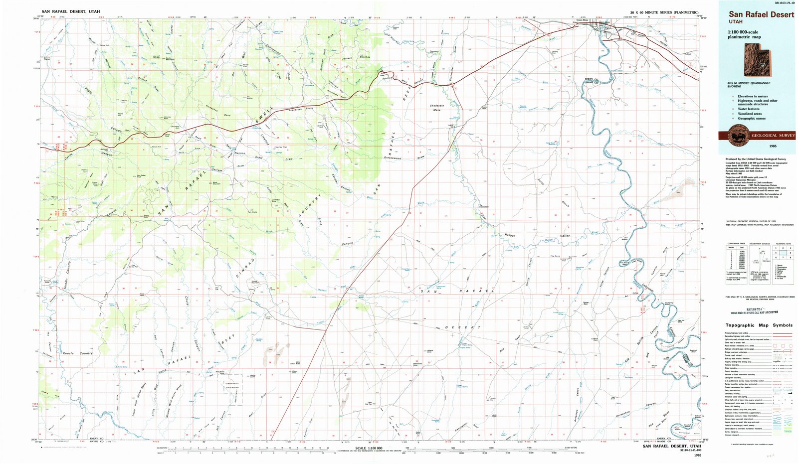 1985 San Rafaelesert, UT - Utah - USGS Topographic Map