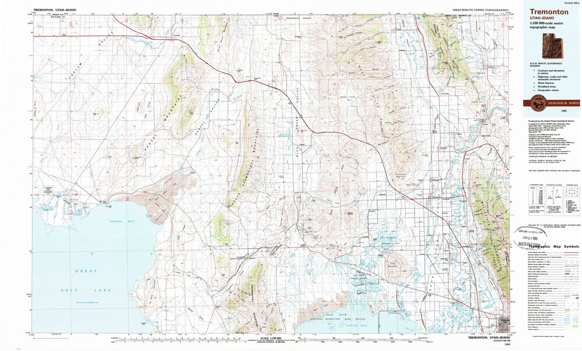 1989 Tremonton, UT - Utah - USGS Topographic Map