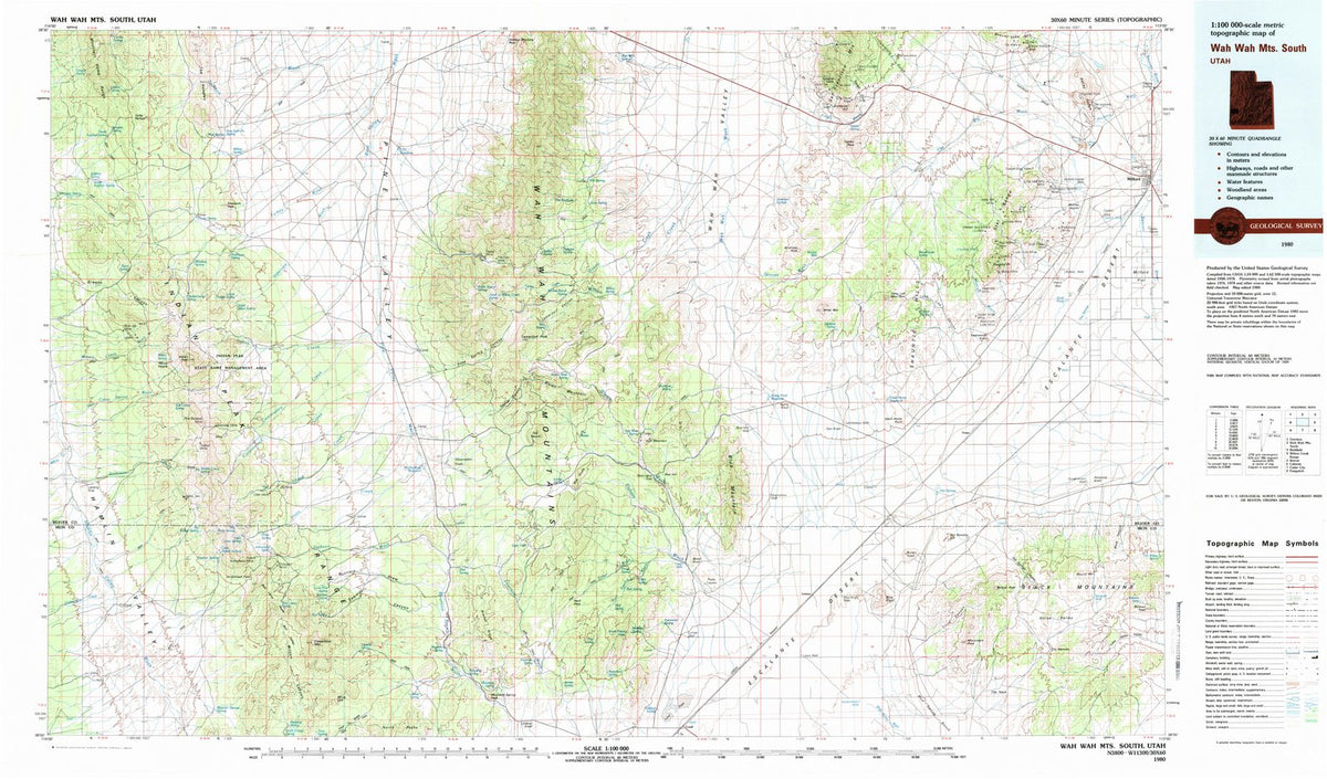 1980 Wah Wah MTS. South, UT - Utah - USGS Topographic Map
