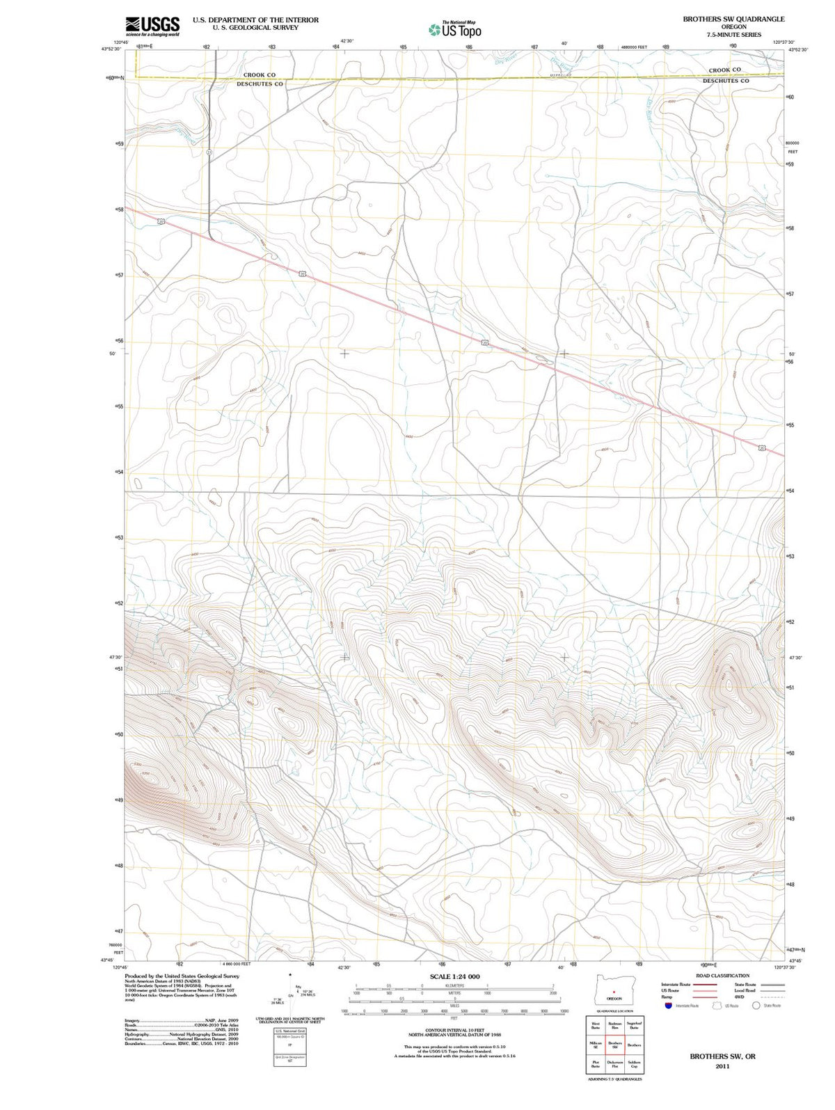 2011 Brothers, OR - Oregon - USGS Topographic Map v2