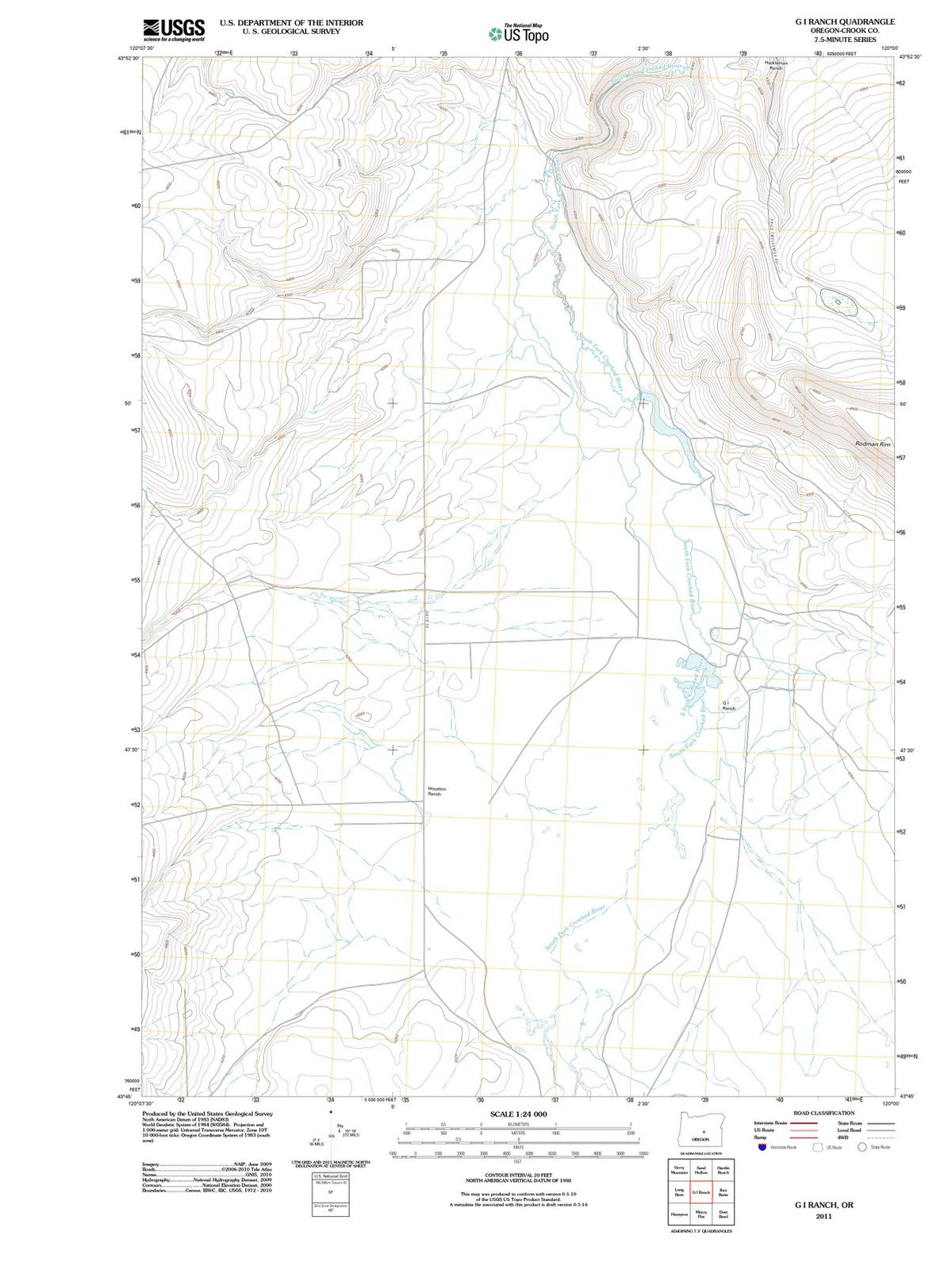 2011 G I Ranch, OR - Oregon - USGS Topographic Map