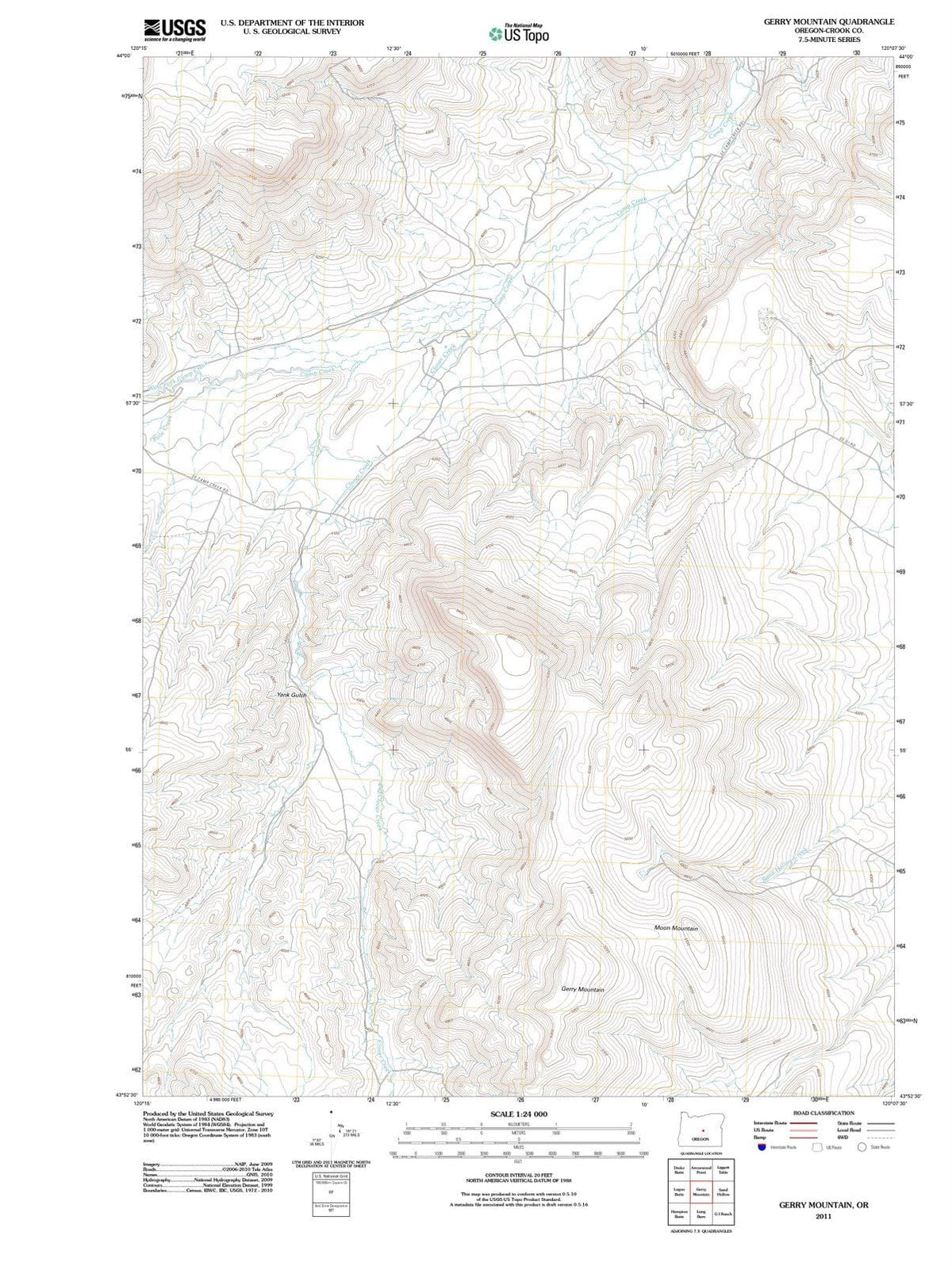 2011 Gerry Mountain, OR - Oregon - USGS Topographic Map