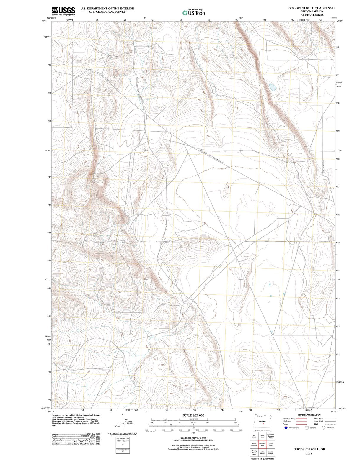 2011 Goodrich Well, OR - Oregon - USGS Topographic Map