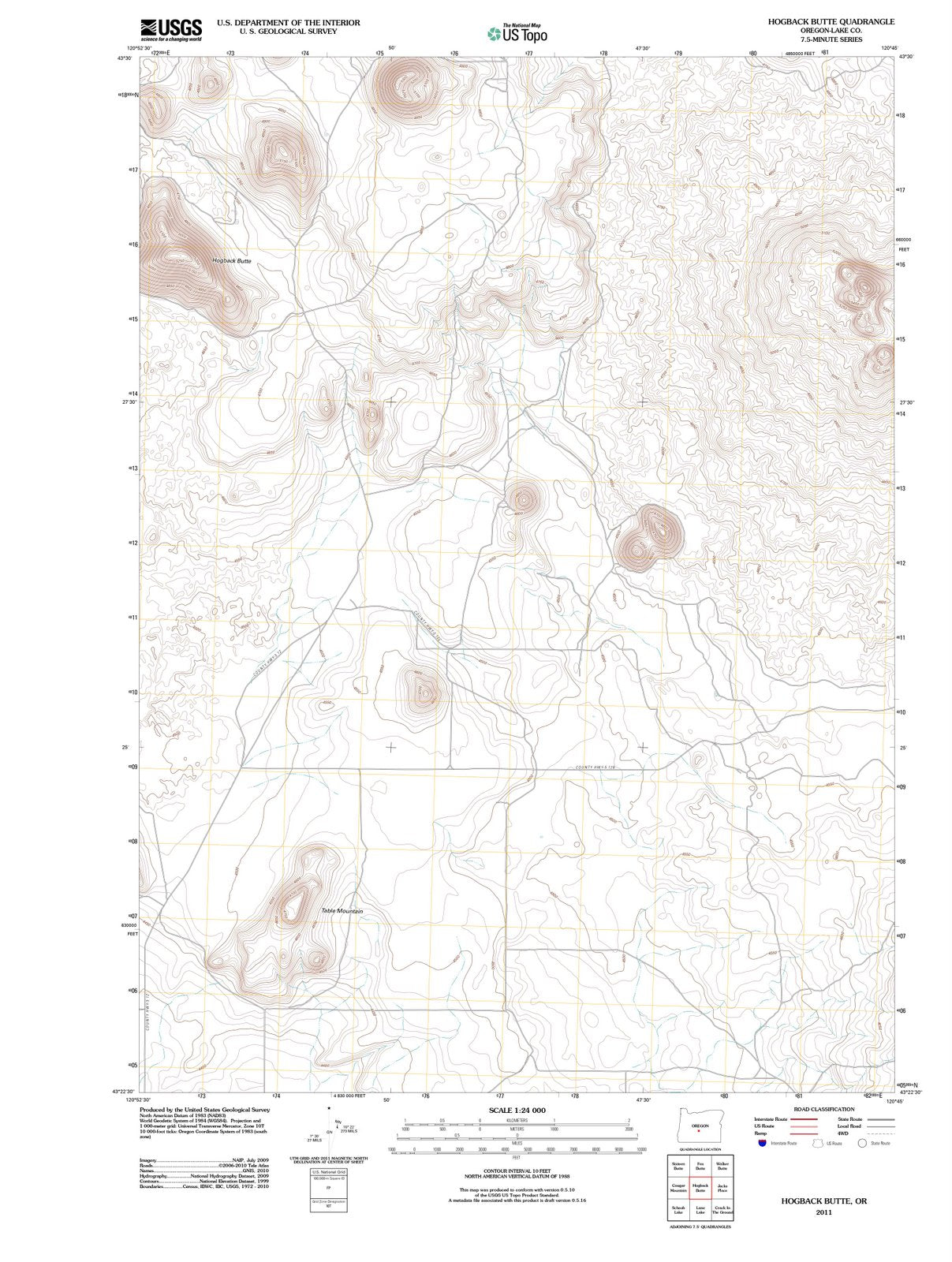 2011 Hogback Butte, OR - Oregon - USGS Topographic Map