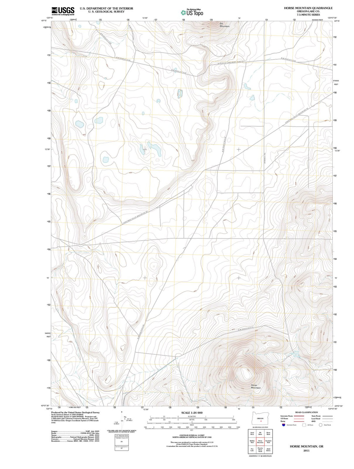 2011 Horse Mountain, OR - Oregon - USGS Topographic Map