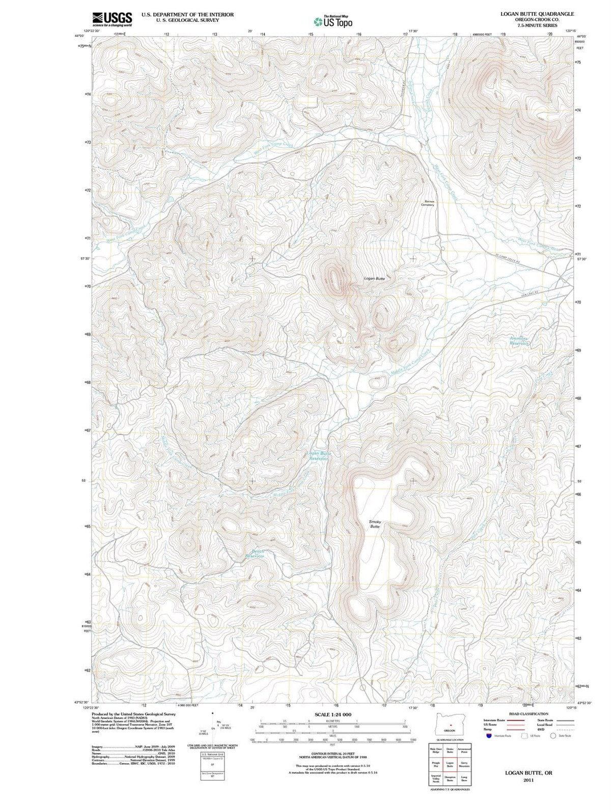 2011 Logan Butte, OR - Oregon - USGS Topographic Map