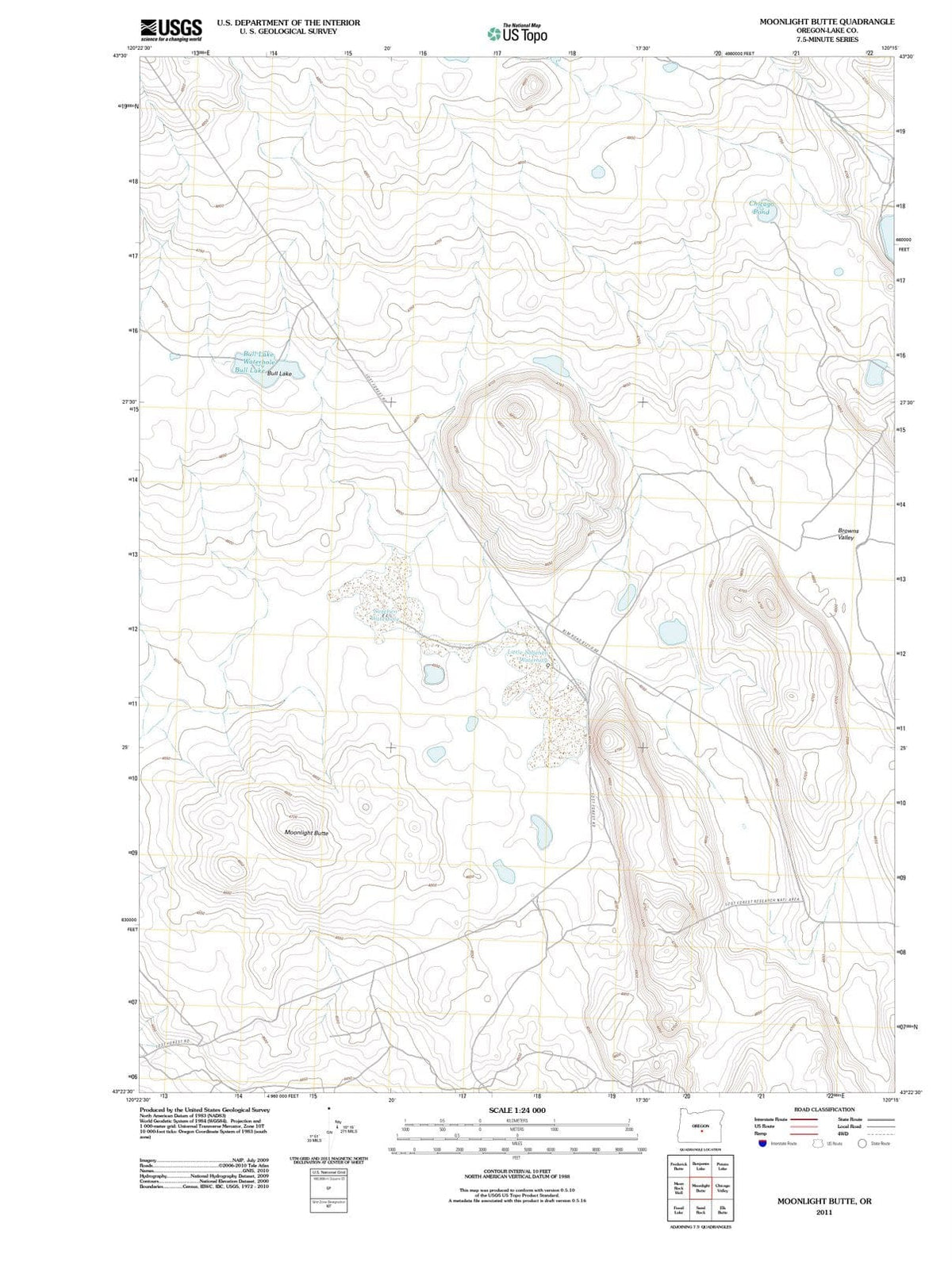 2011 Moonlight Butte, OR - Oregon - USGS Topographic Map