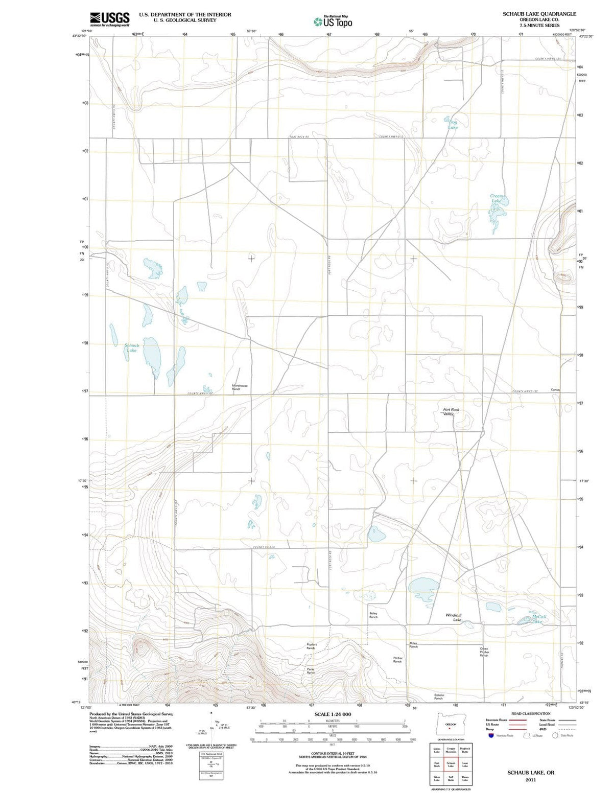 2011 Schaub Lake, OR - Oregon - USGS Topographic Map
