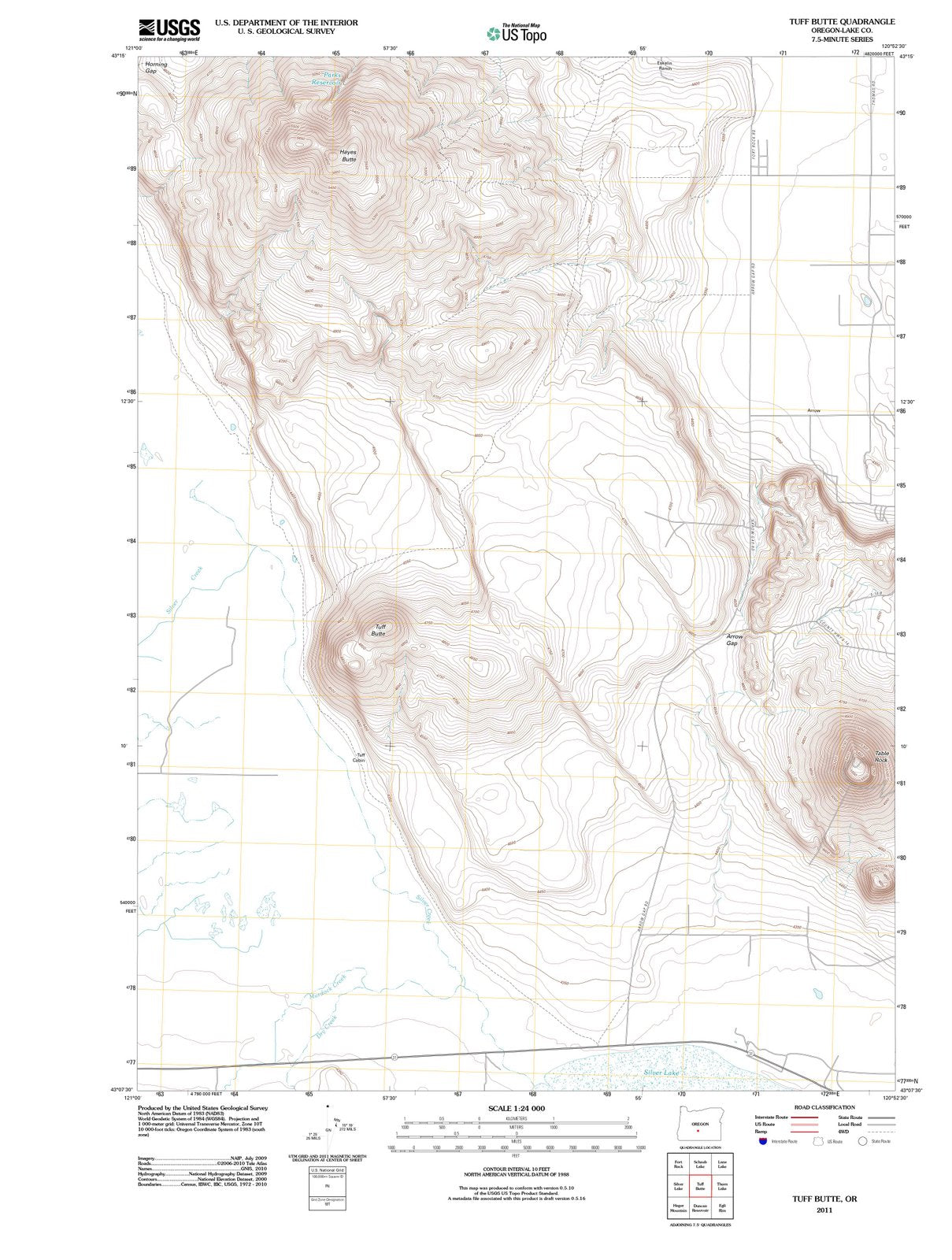 2011 Tuff Butte, OR - Oregon - USGS Topographic Map