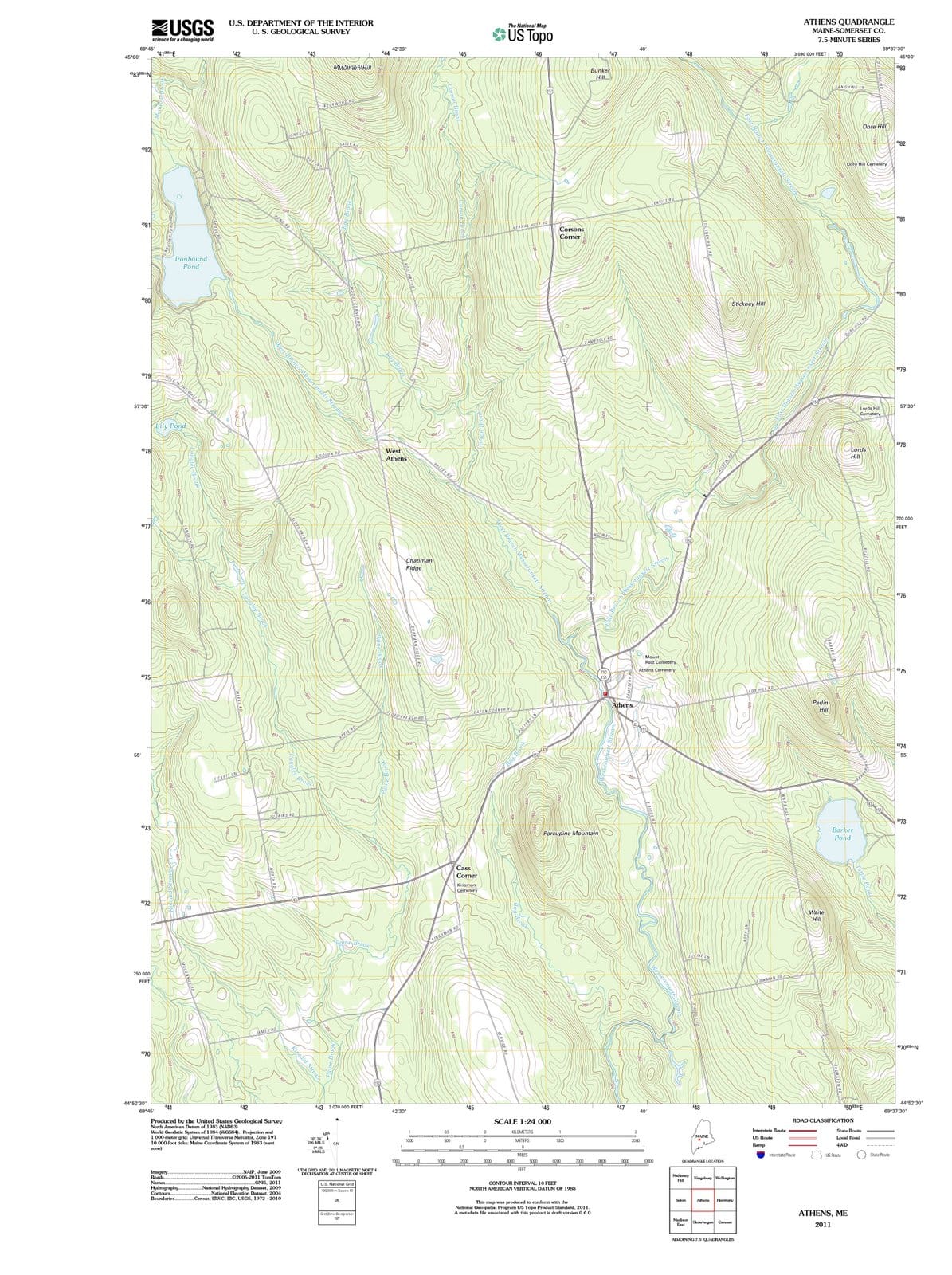 2011 Athens, ME - Maine - USGS Topographic Map