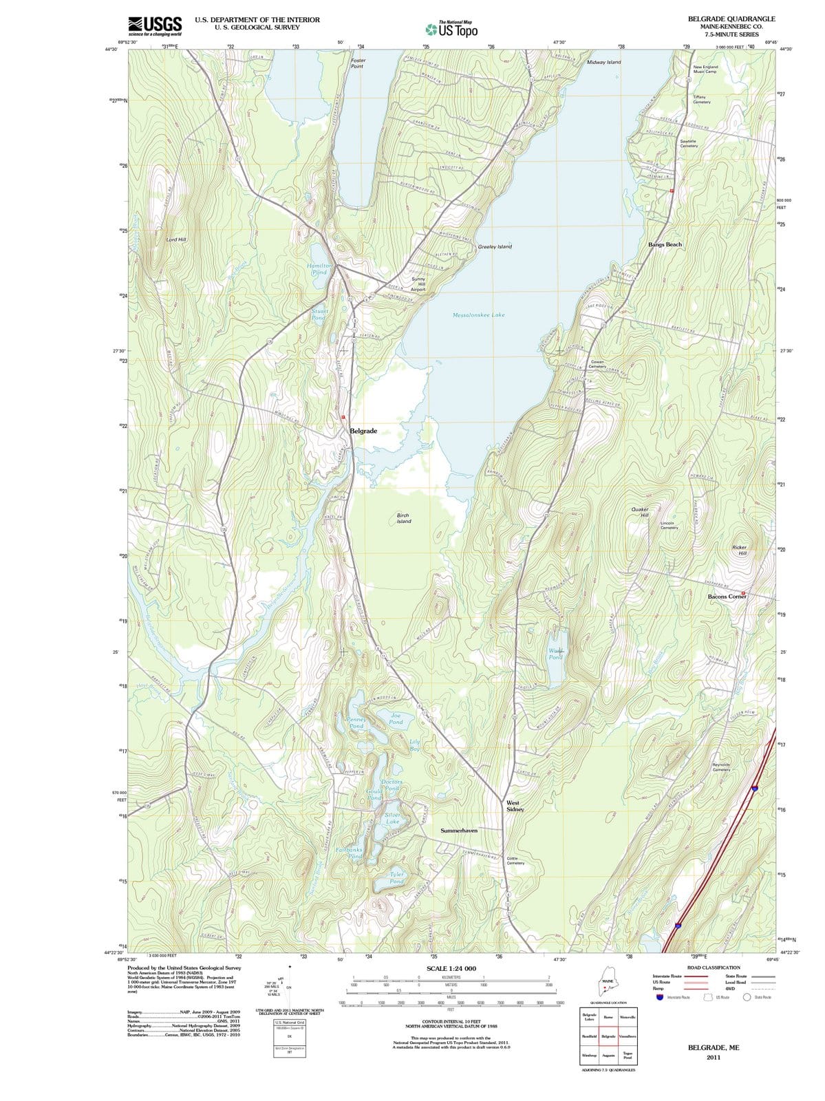 2011 Belgrade, ME - Maine - USGS Topographic Map
