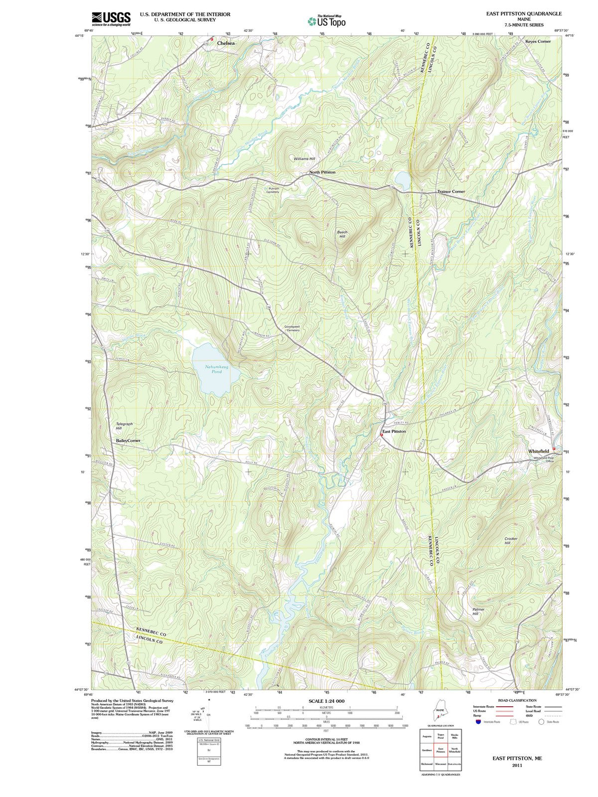 2011 East Pittston, ME - Maine - USGS Topographic Map