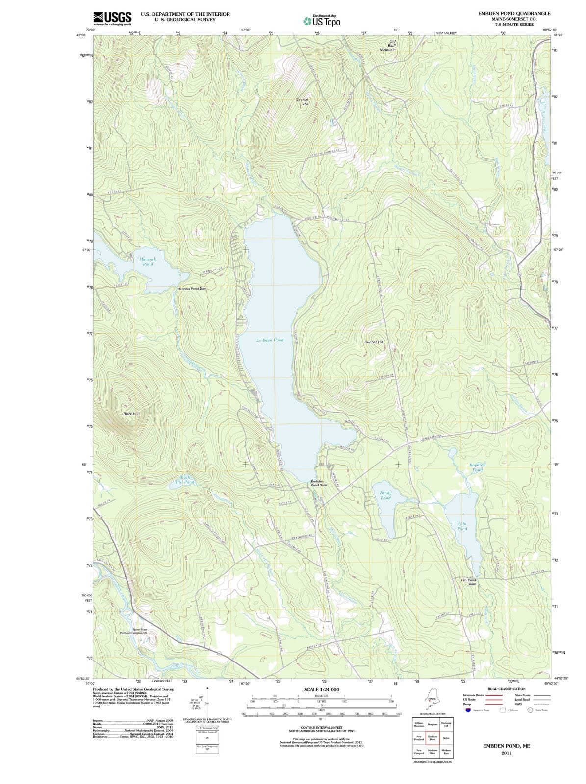 2011 Embden Pond, ME - Maine - USGS Topographic Map